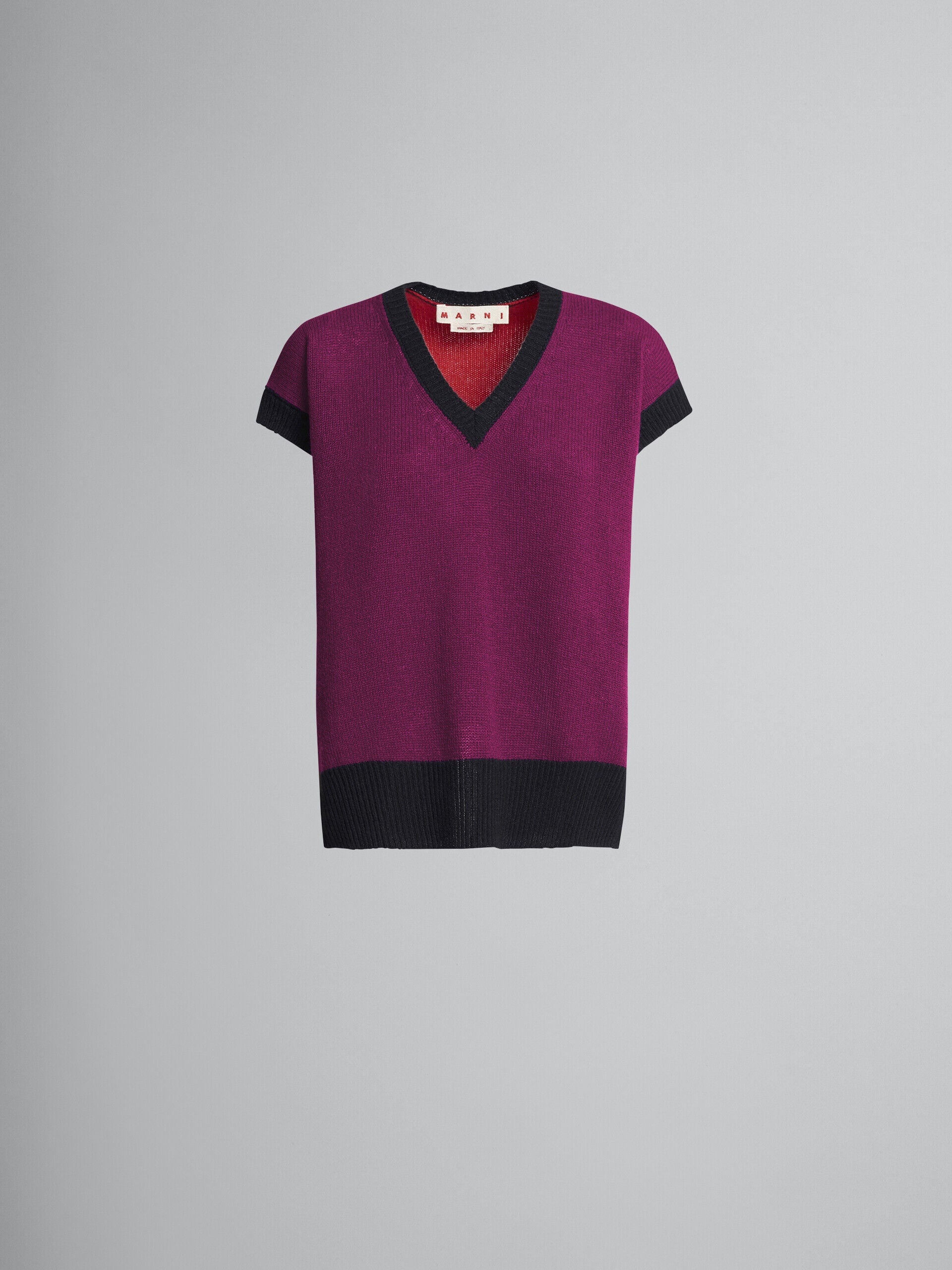 MARNI WOMEN'S DEEP ROSE V-NECK SLEEVELESS SWEATER