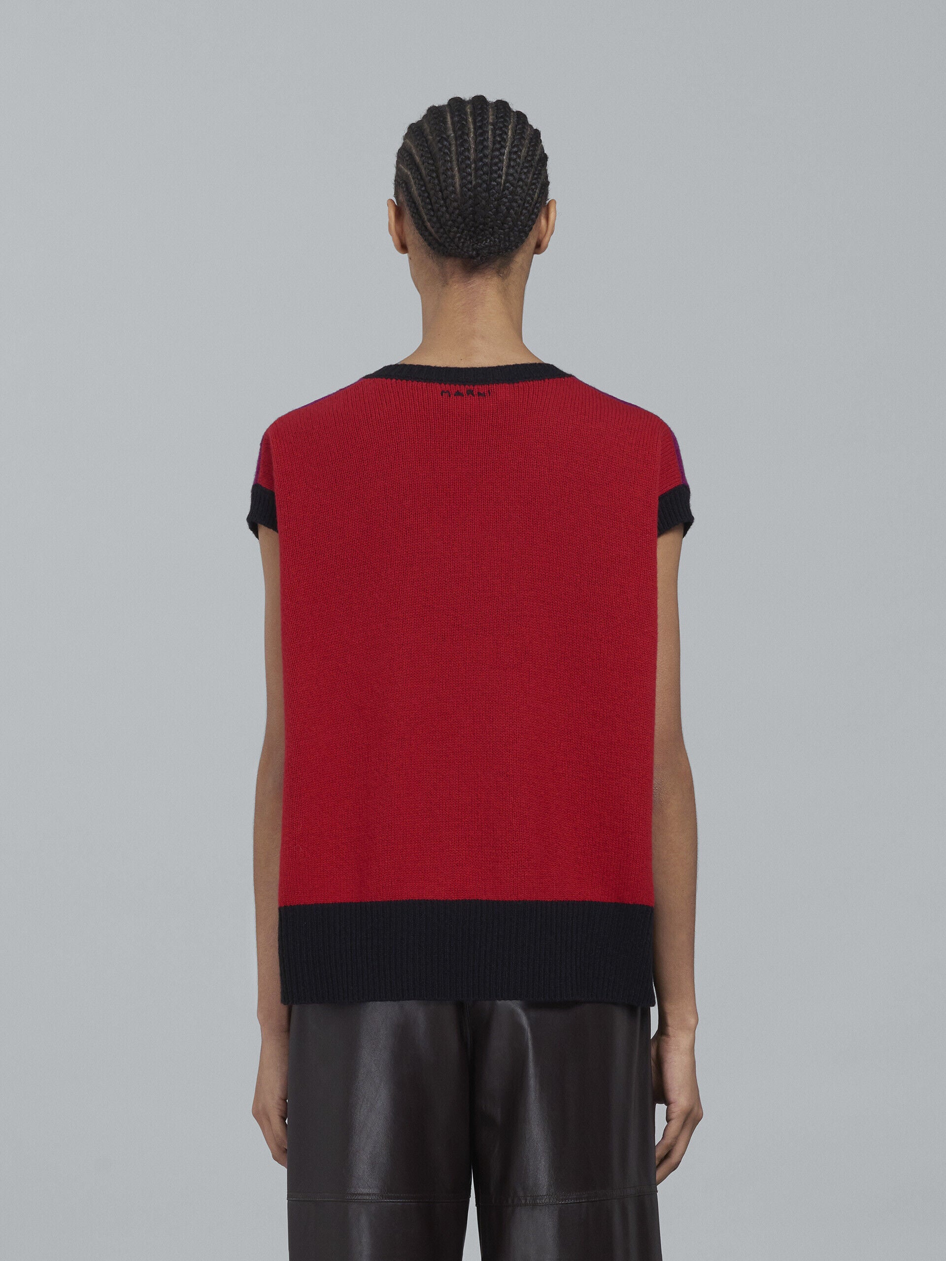 MARNI WOMEN'S DEEP ROSE V-NECK SLEEVELESS SWEATER