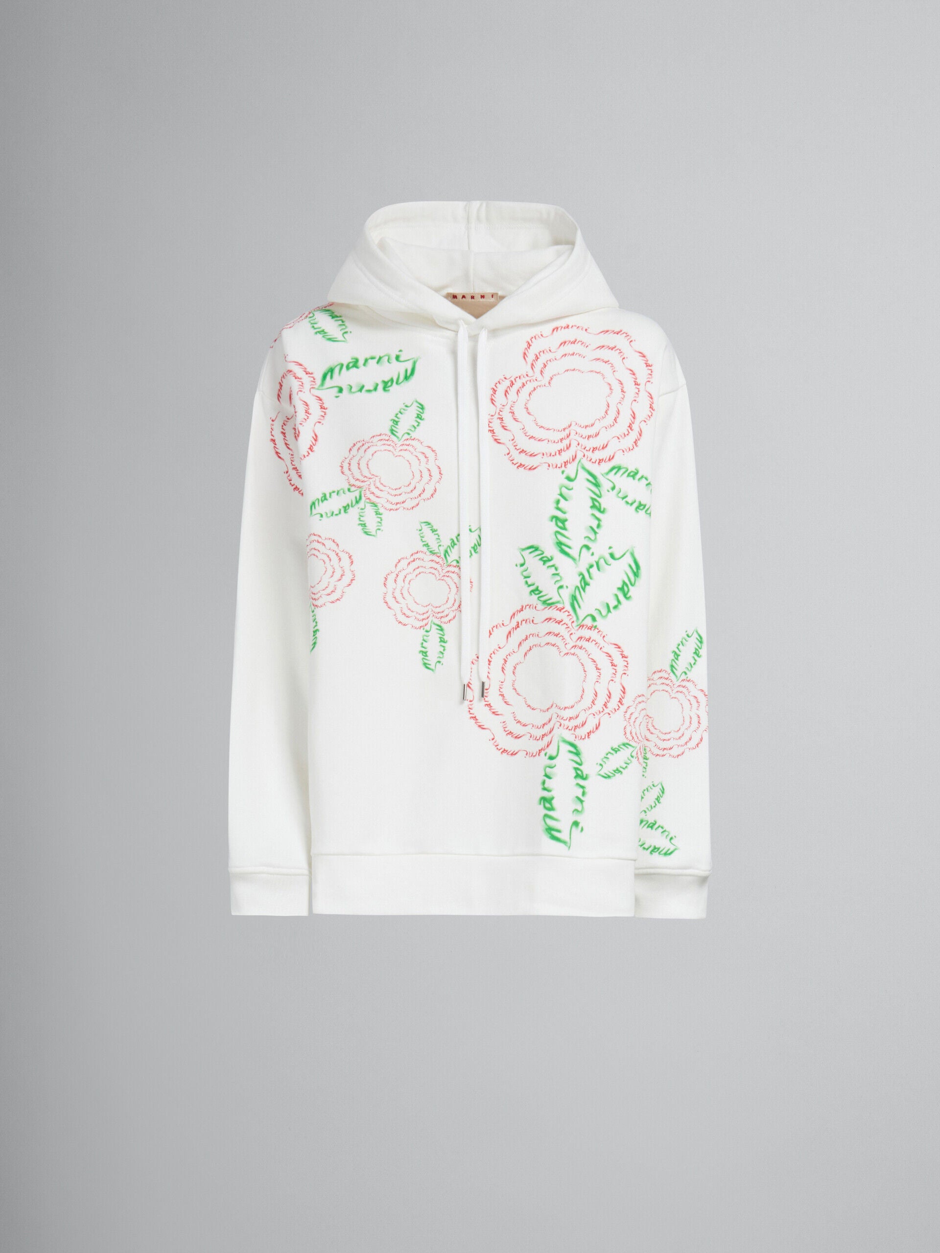 MARNI WOMEN'S NATURAL WHITE FLORAL EMBROIDERED HOODIE