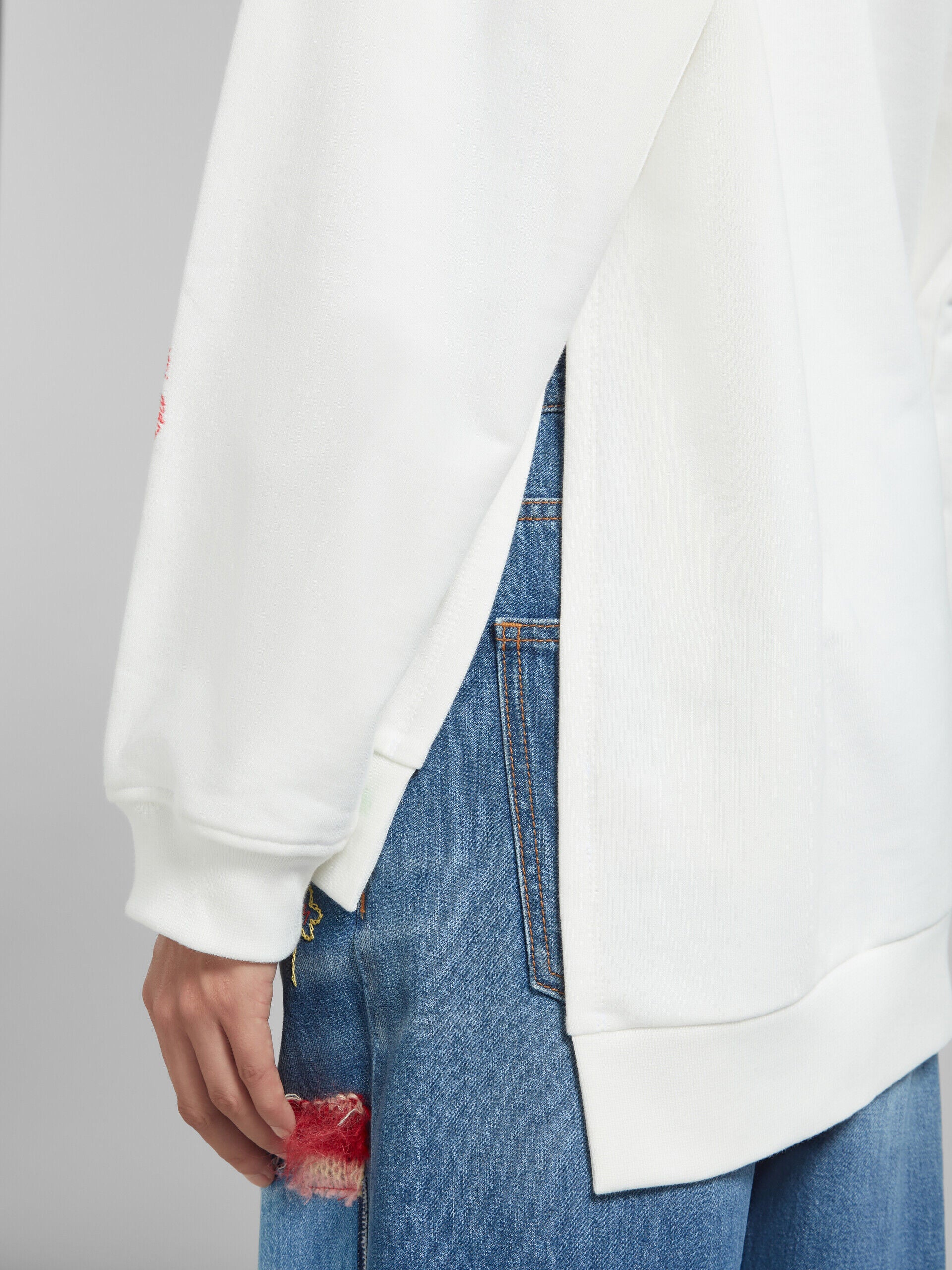 MARNI WOMEN'S NATURAL WHITE FLORAL EMBROIDERED HOODIE
