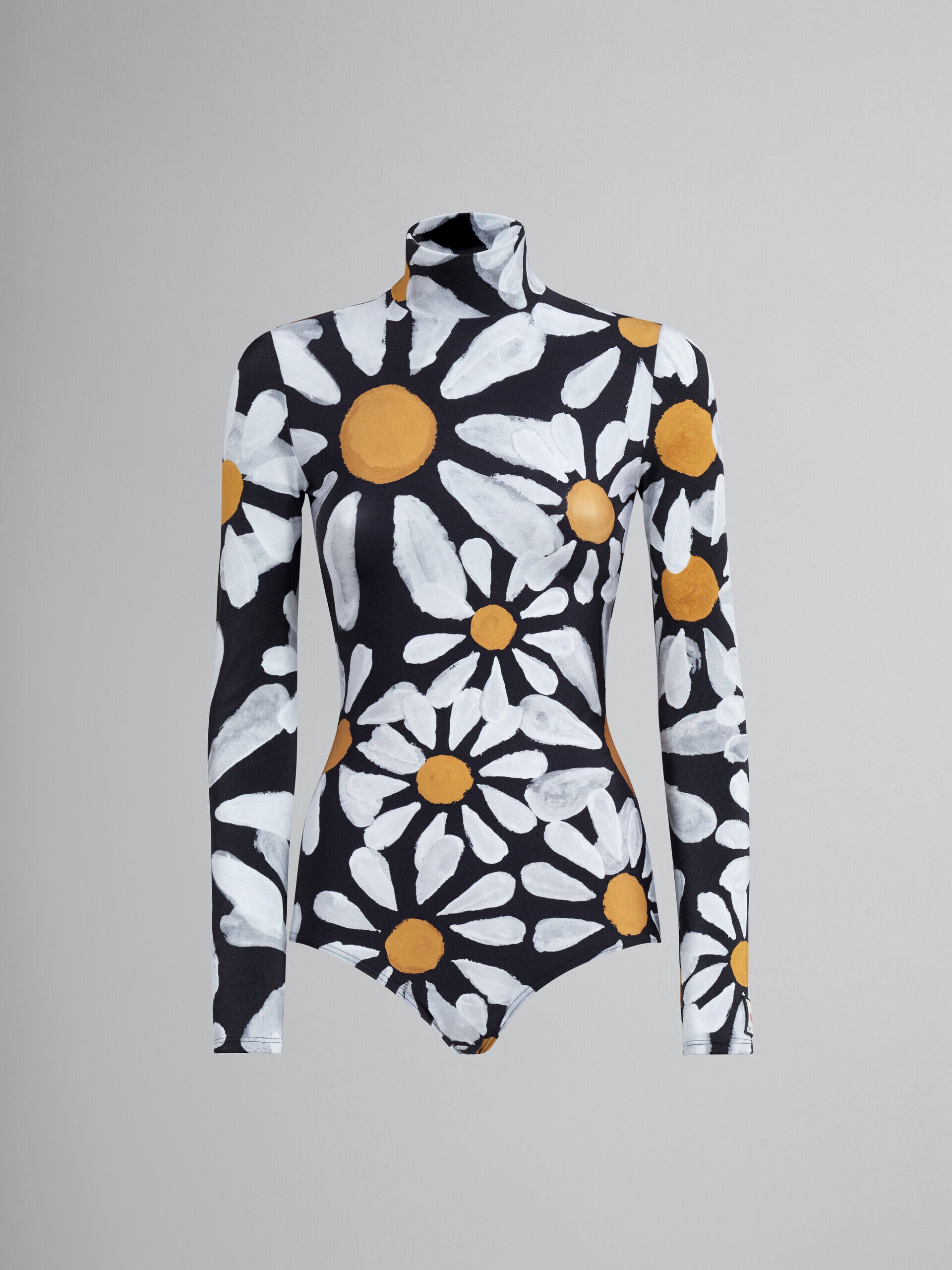 MARNI WOMEN'S BLACK FLORAL LONG-SLEEVE SWIMSUIT