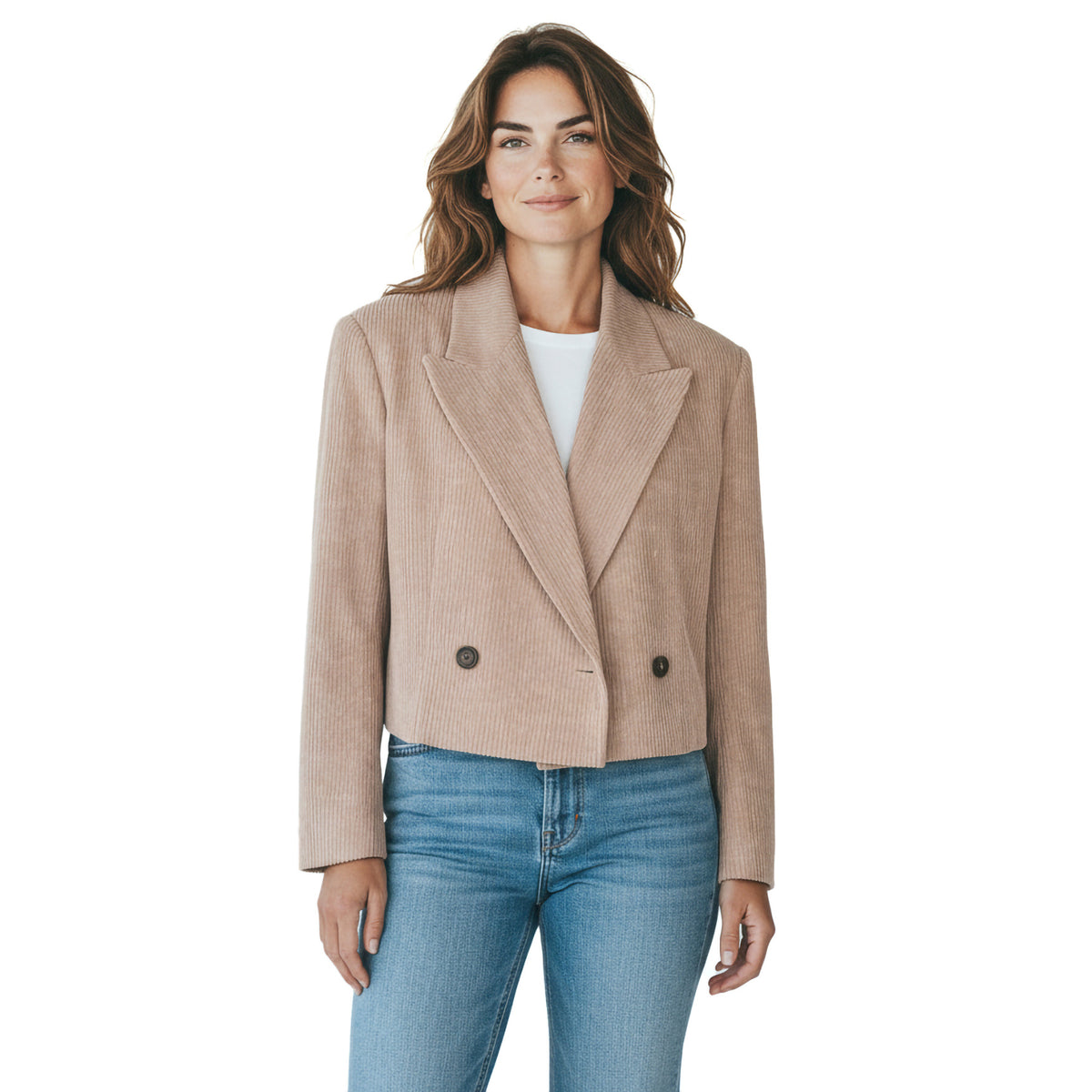 BRUNELLO CUCINELLI WOMEN'S LIGHT BROWN CROPPED BLAZER