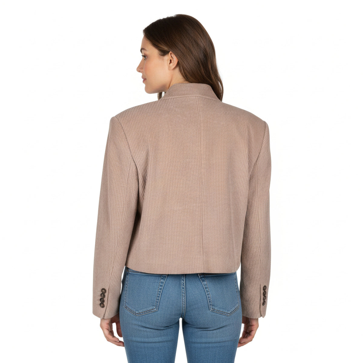 BRUNELLO CUCINELLI WOMEN'S LIGHT BROWN CROPPED BLAZER