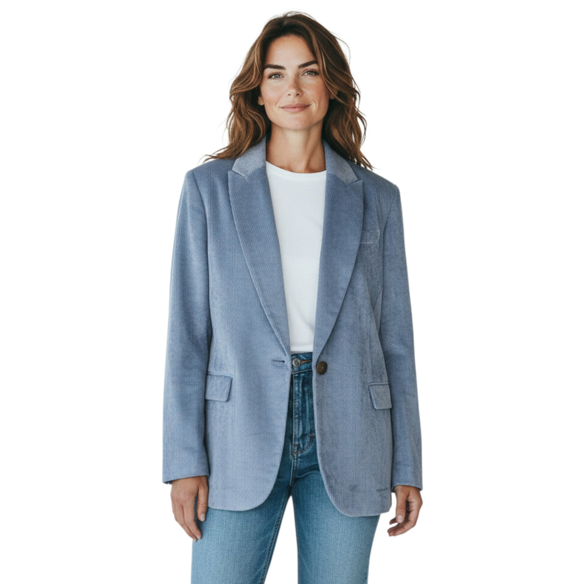 BRUNELLO CUCINELLI WOMEN'S LIGHT BLUE TAILORED BLAZER