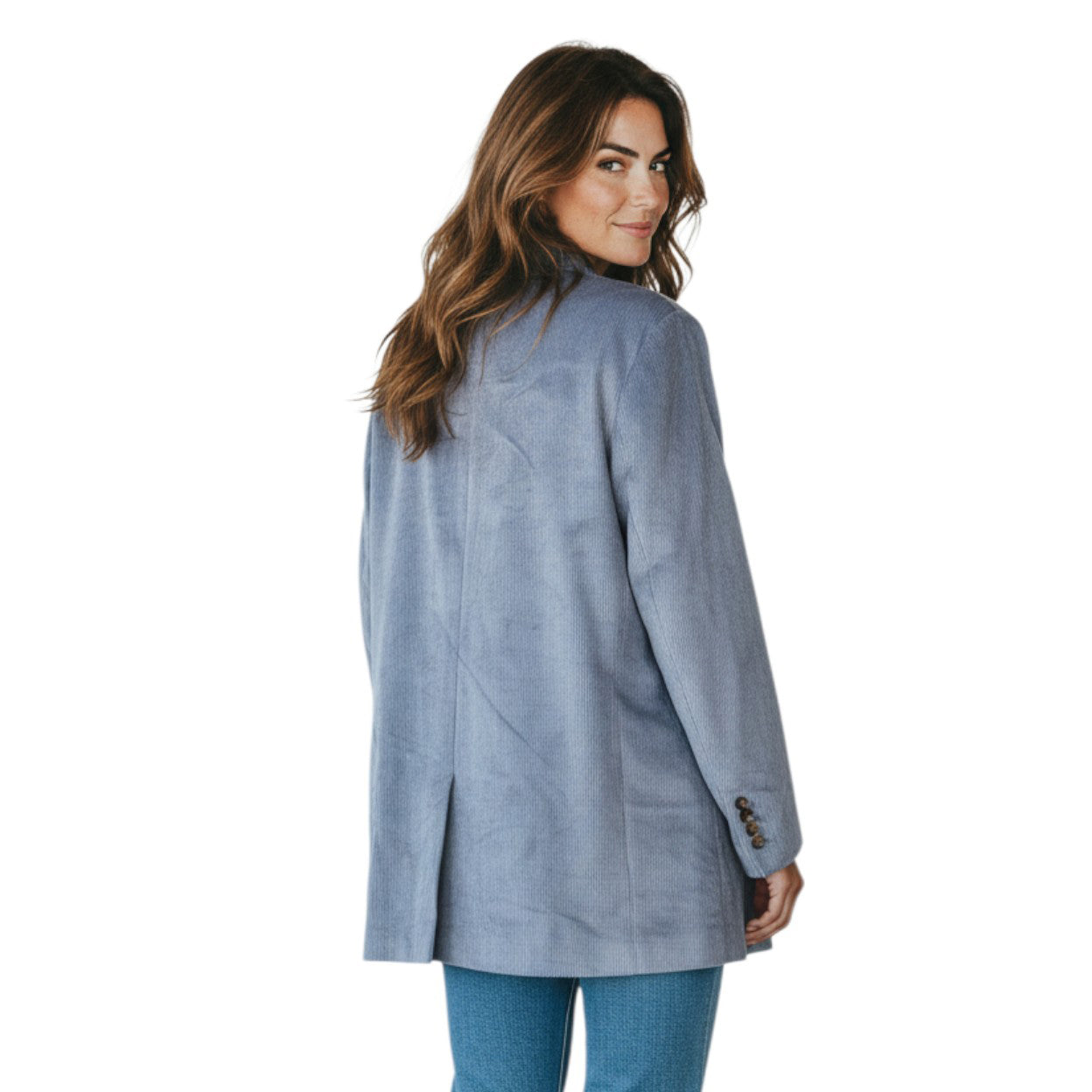 BRUNELLO CUCINELLI WOMEN'S SKY BLUE CORDUROY BLAZER