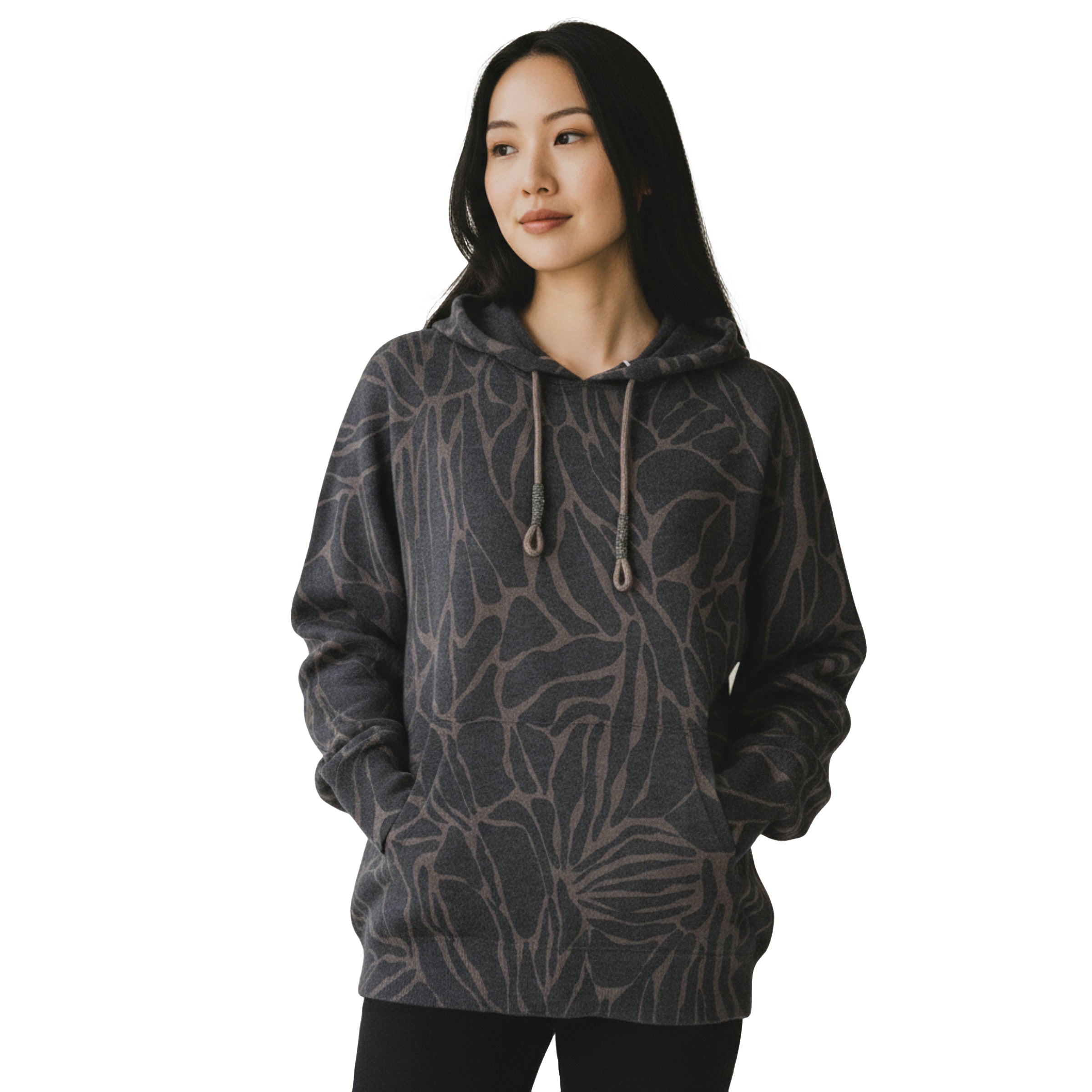 BRUNELLO CUCINELLI WOMEN'S BLACK CASHMERE BLEND PATTERNED HOODIE