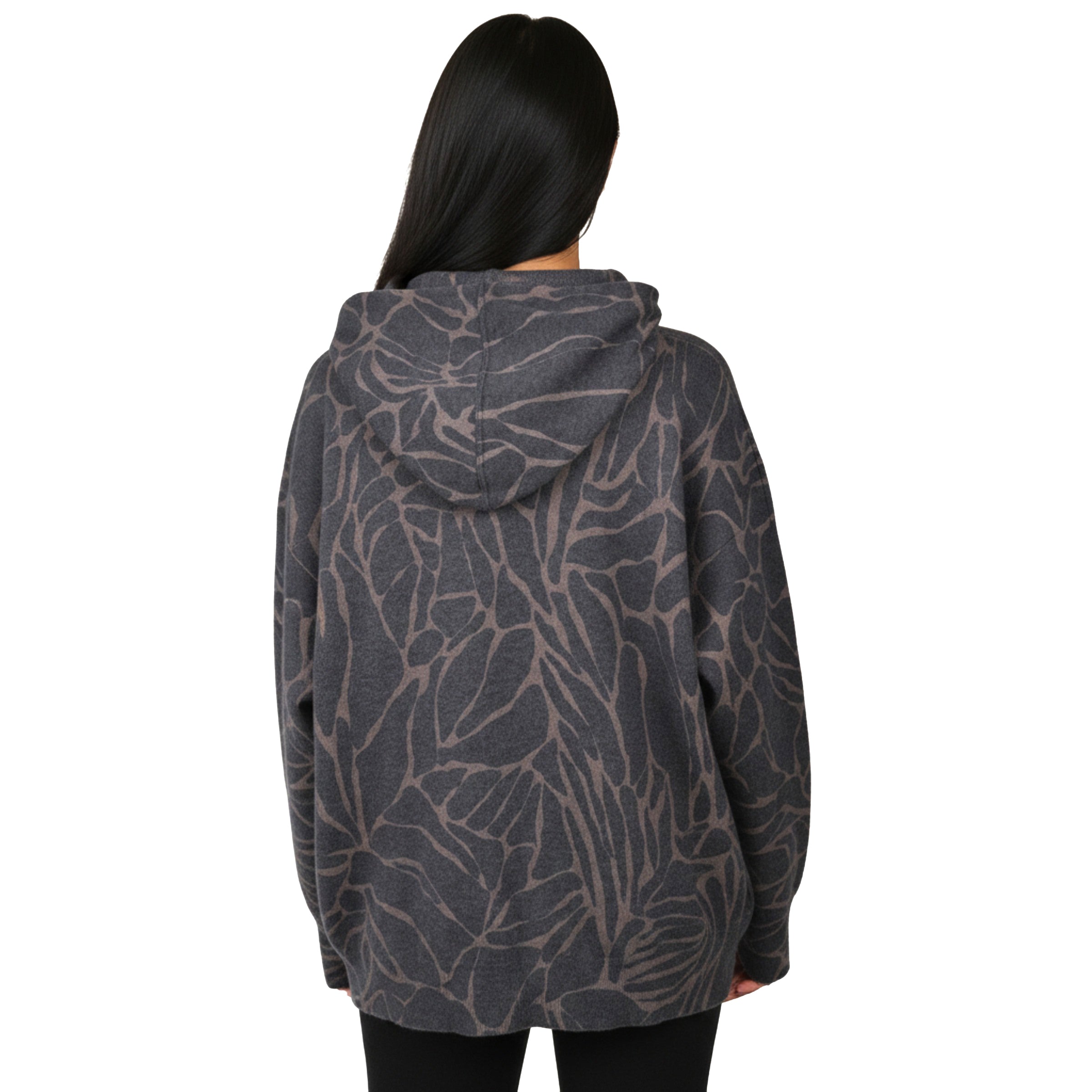 BRUNELLO CUCINELLI WOMEN'S BLACK CASHMERE BLEND PATTERNED HOODIE