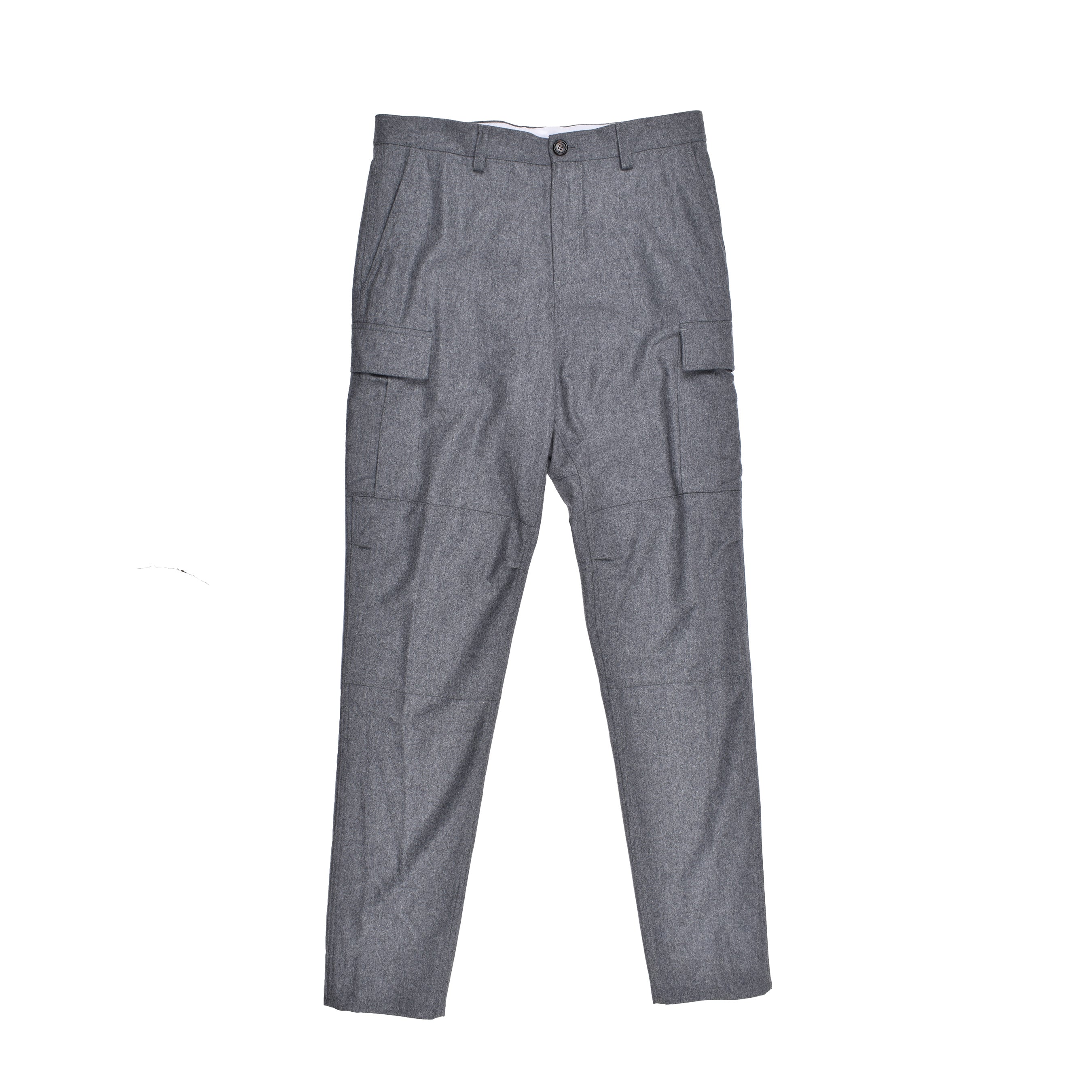 BRUNELLO CUCINELLI MEN'S GREY VIRGIN WOOL CARPENTER TROUSERS