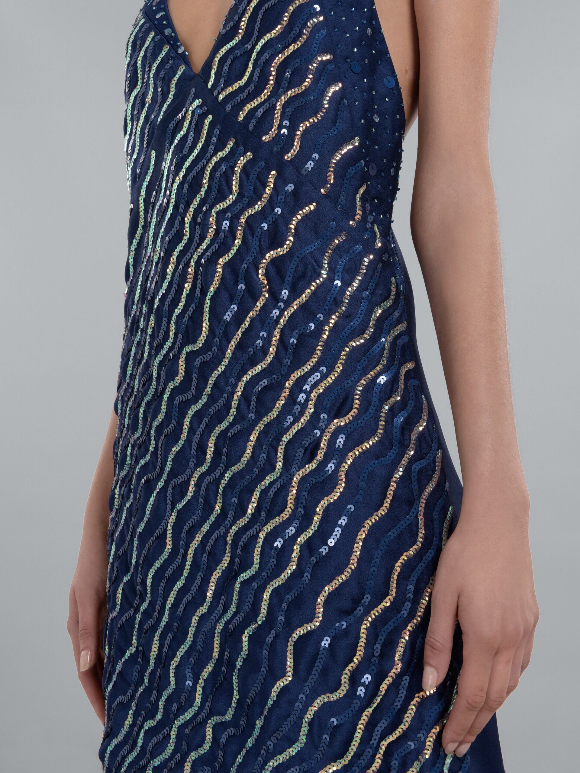 MARNI WOMEN'S NAVY SEQUIN SLIP DRESS