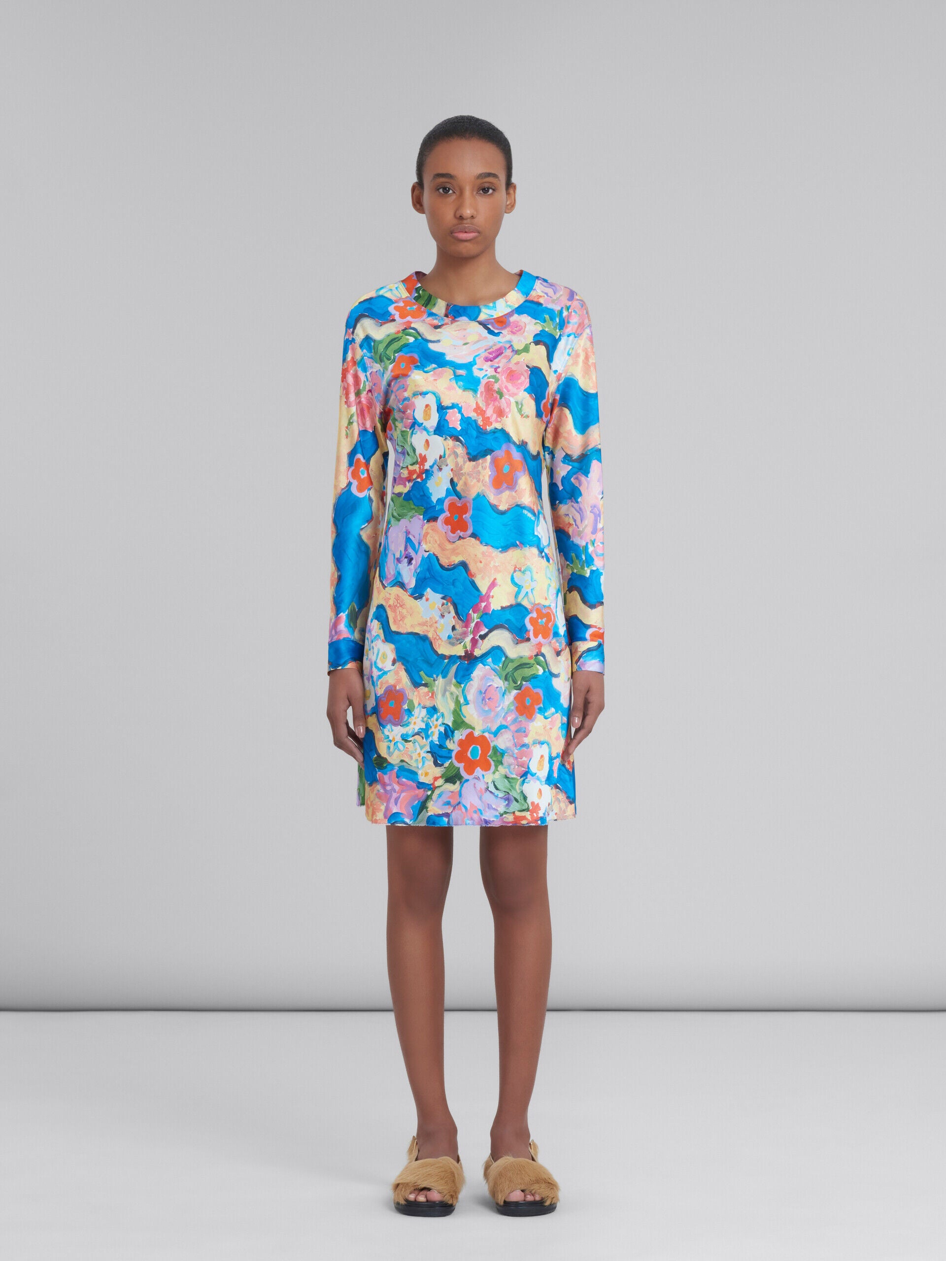 MARNI WOMEN'S COBALT FLORAL PRINT DRESS