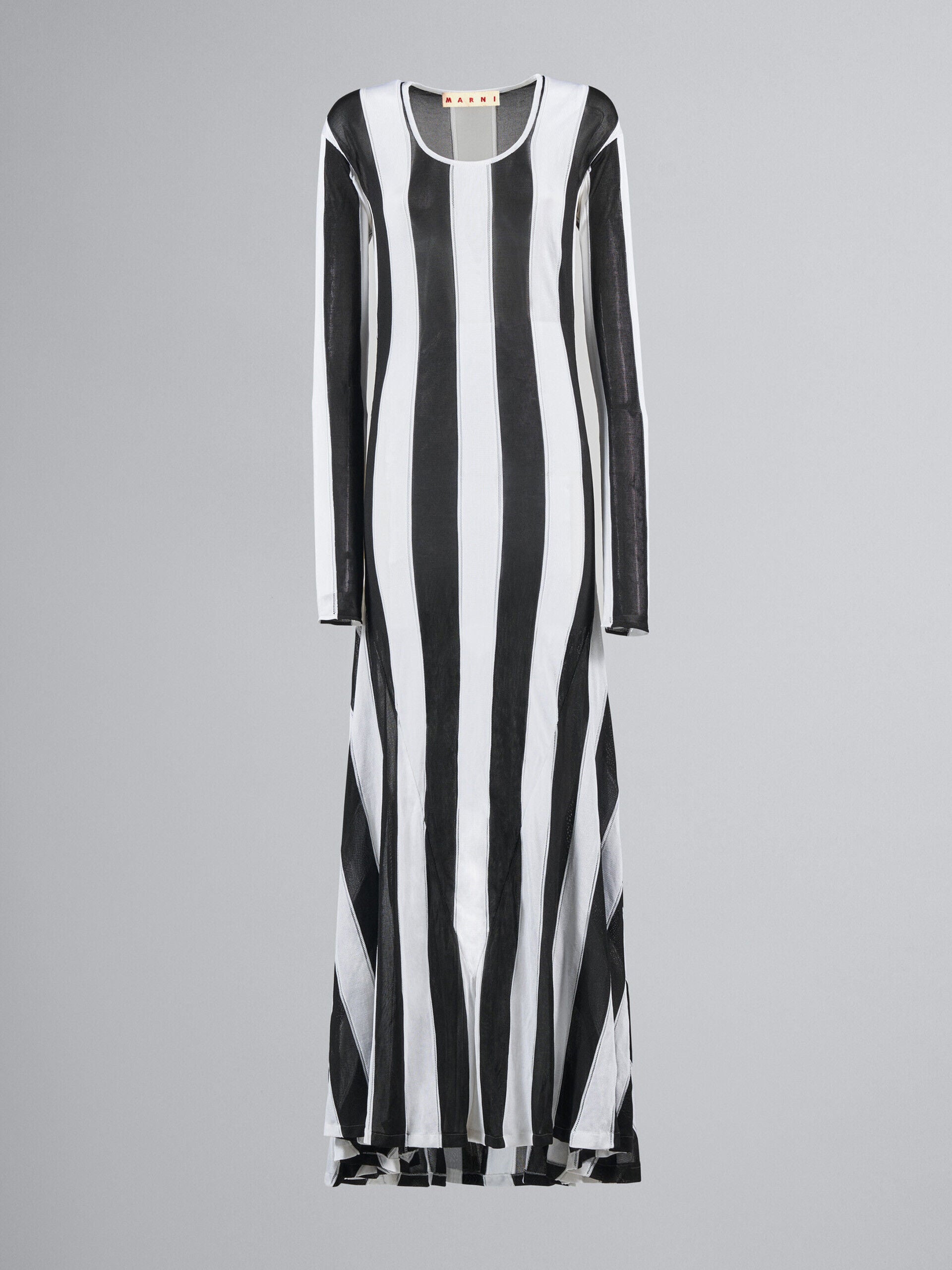 MARNI WOMEN'S BLACK AND WHITE STRIPED DRESS