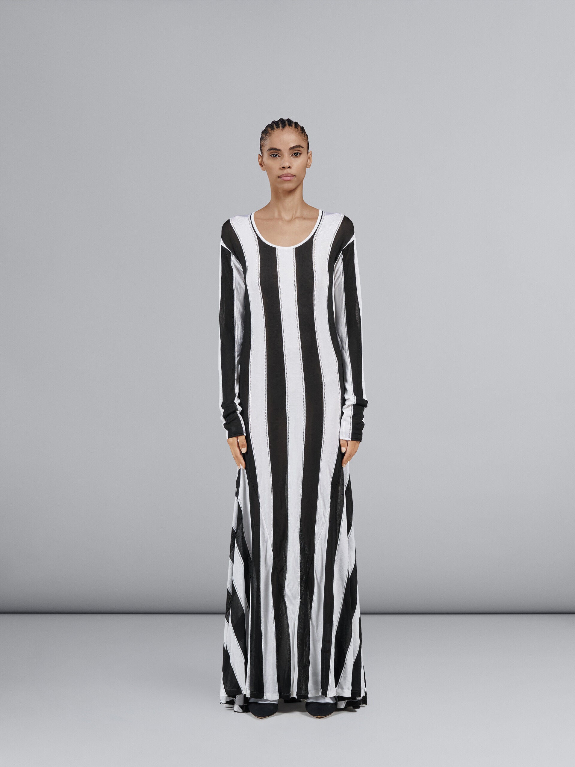 MARNI WOMEN'S BLACK AND WHITE STRIPED DRESS