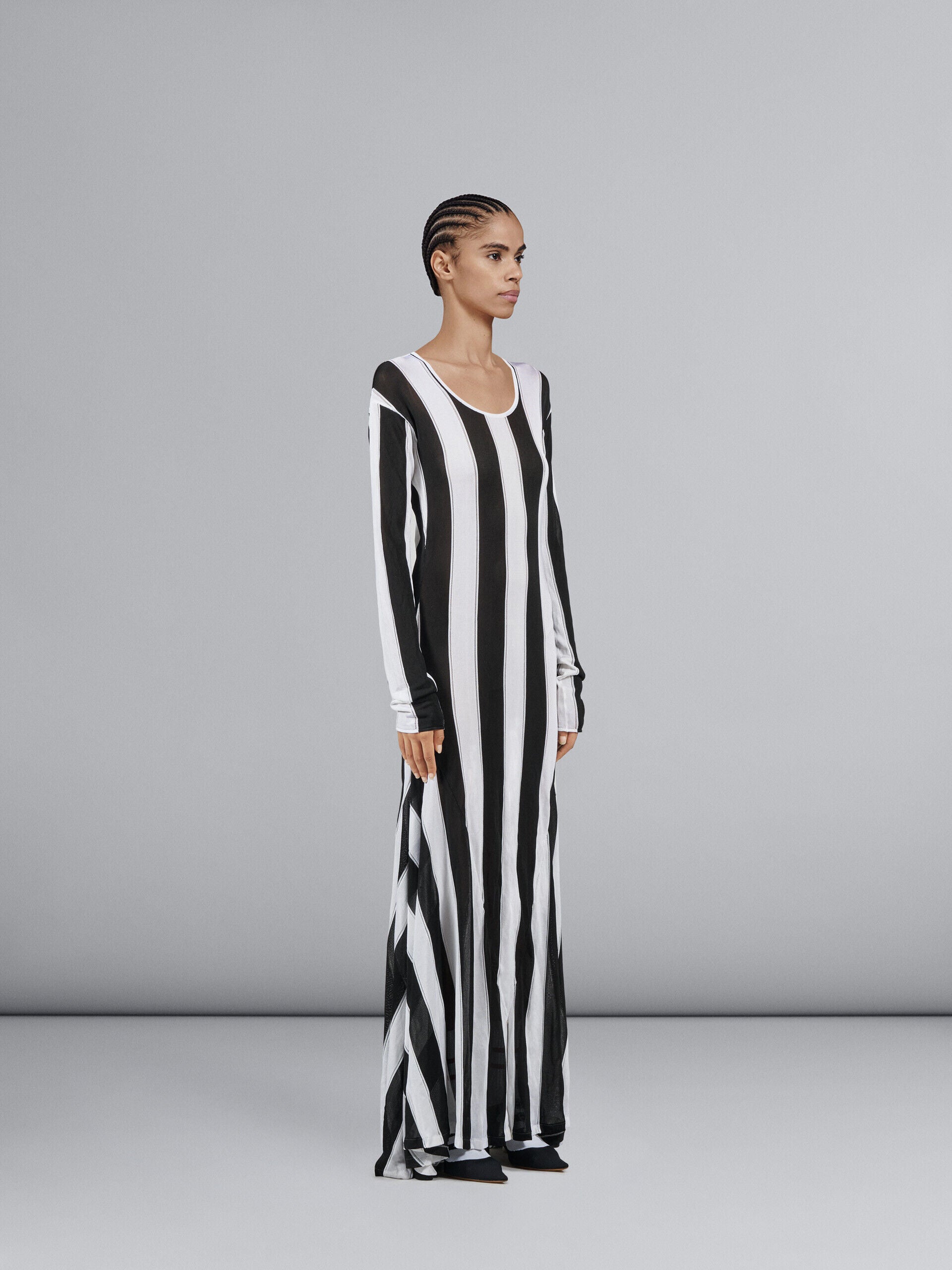 MARNI WOMEN'S BLACK AND WHITE STRIPED DRESS