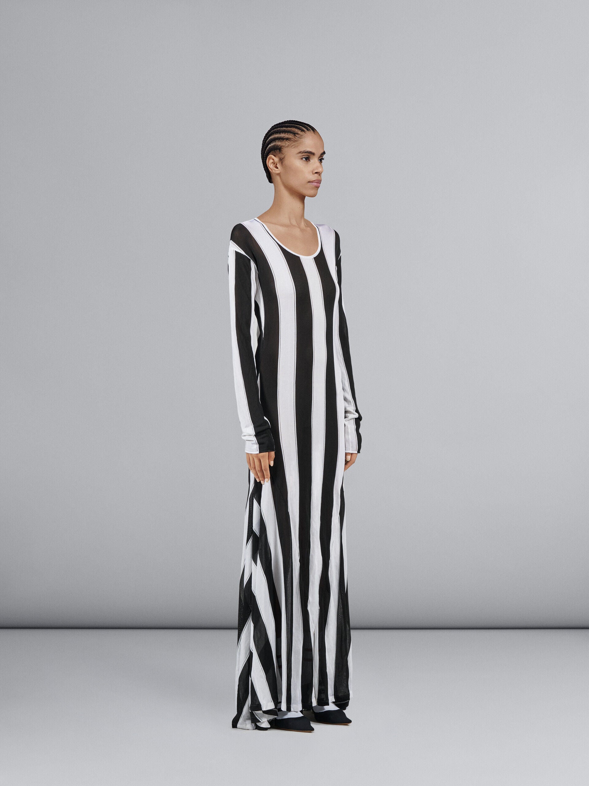 MARNI WOMEN'S BLACK AND WHITE STRIPED DRESS
