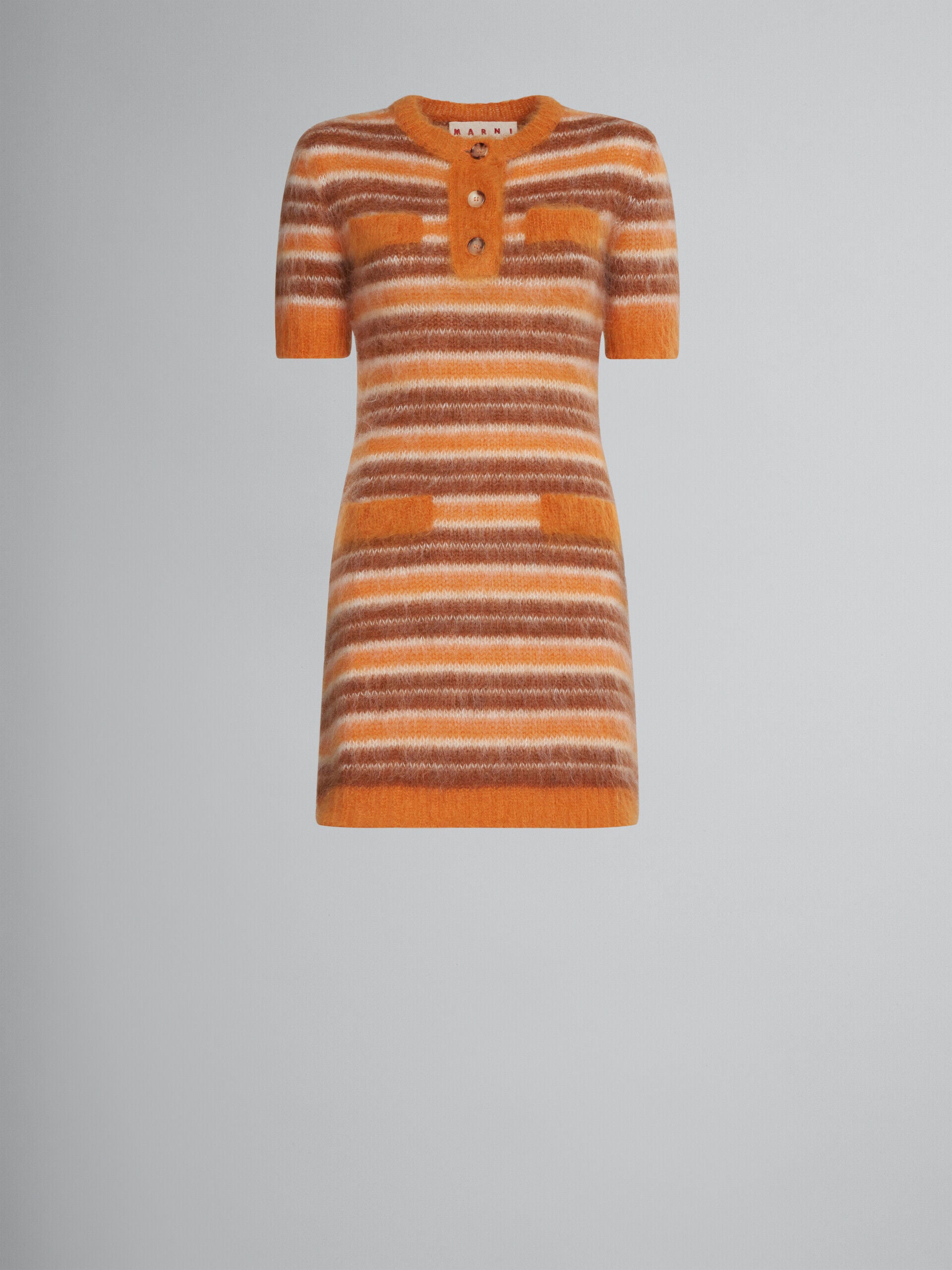 MARNI WOMEN'S ORANGE STRIPED KNIT DRESS