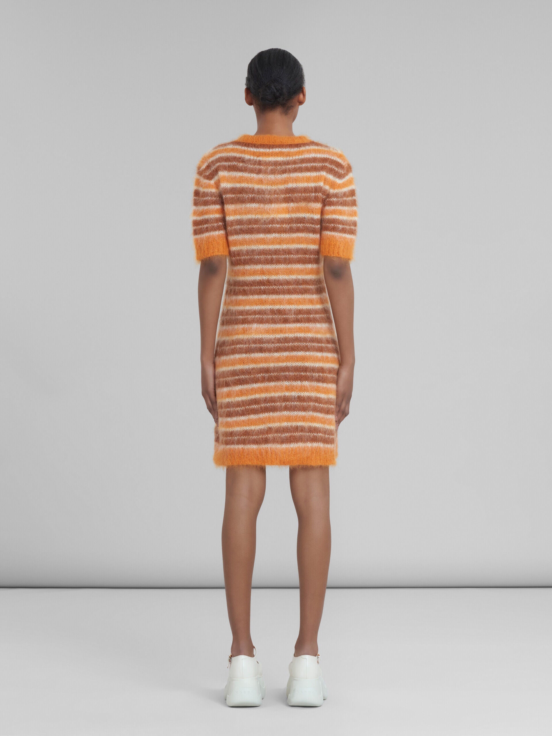 MARNI WOMEN'S ORANGE STRIPED KNIT DRESS