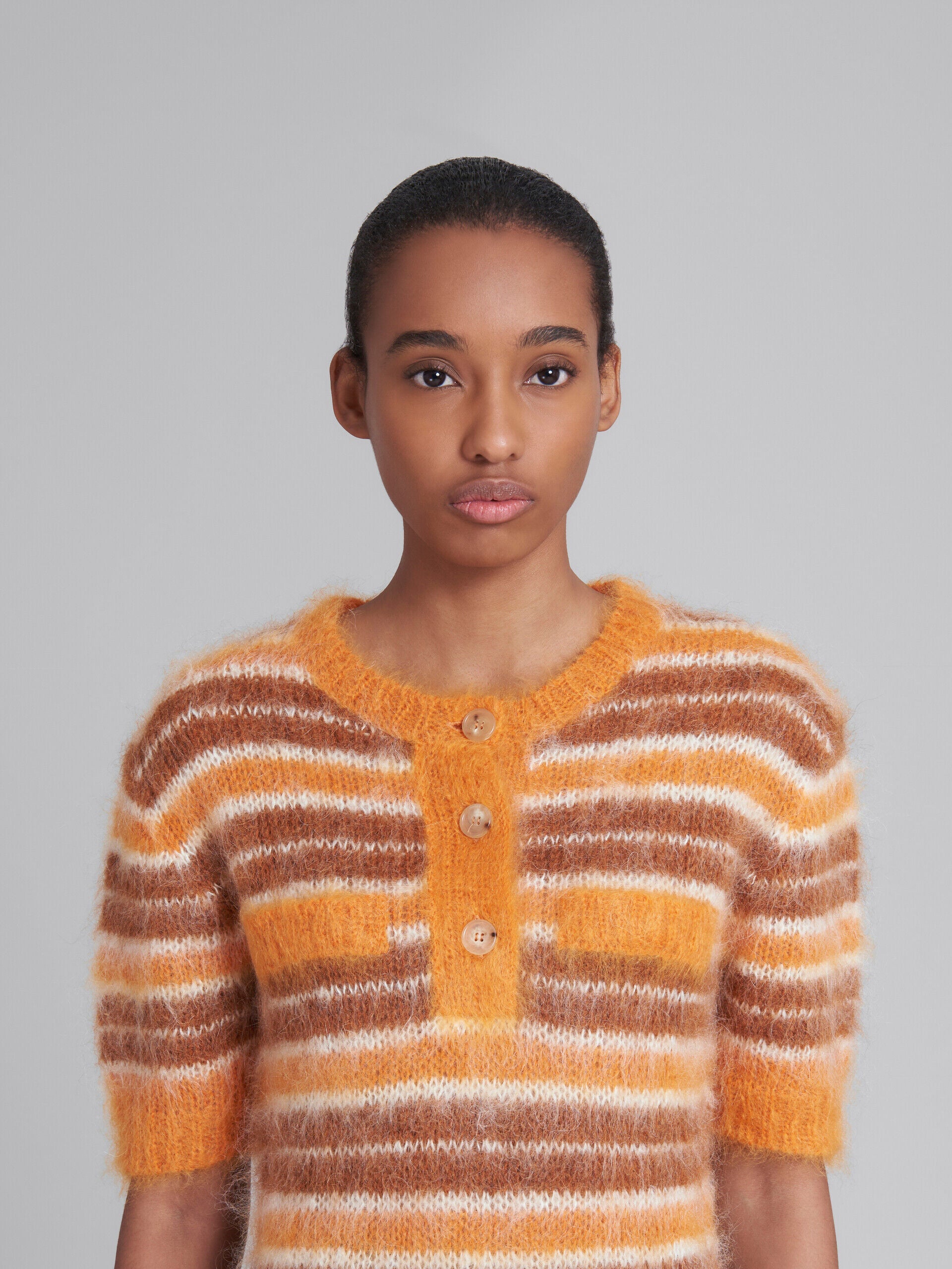 MARNI WOMEN'S ORANGE STRIPED KNIT DRESS