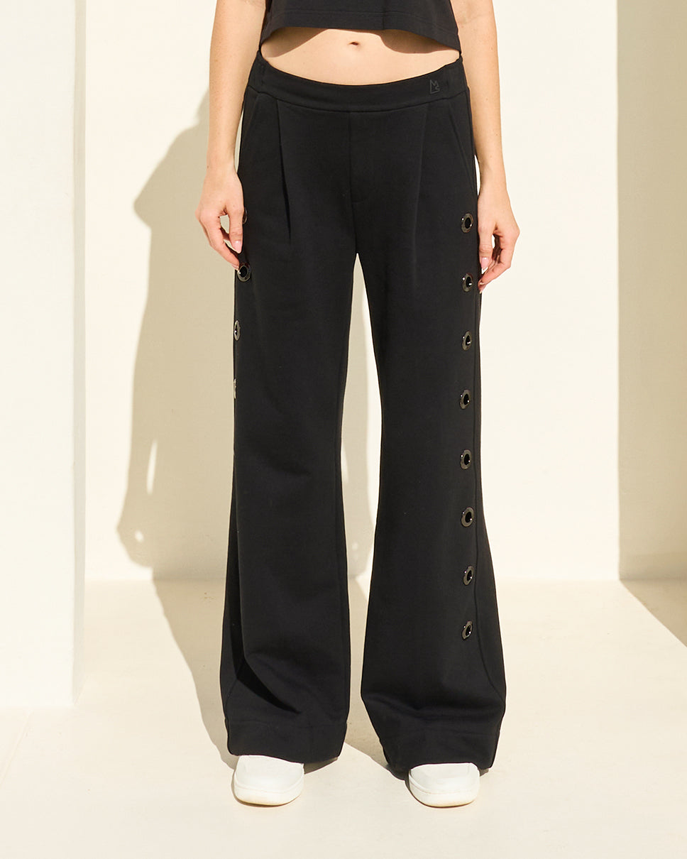 Women's Black Grommet Gracie Flare Pants