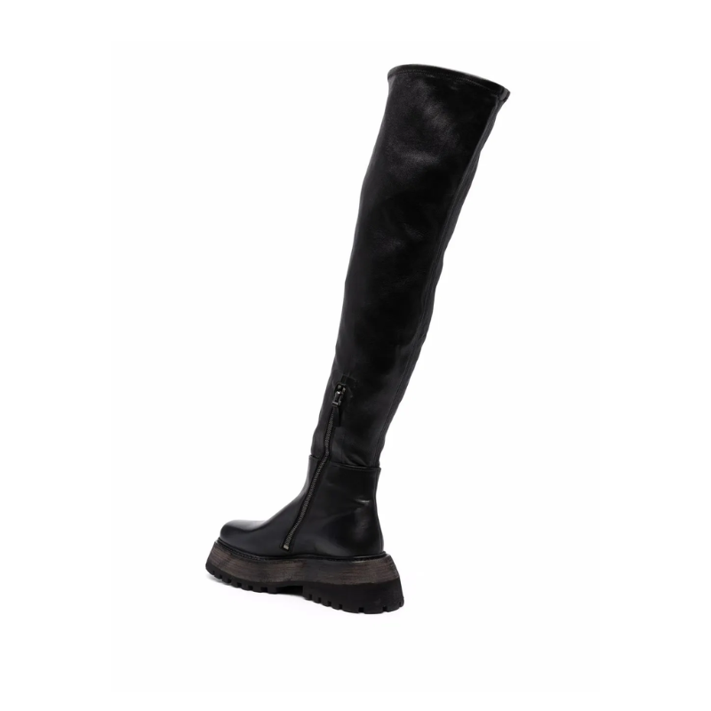 Womens | Marsèll Over-the-Knee Platform Leather Boot Black