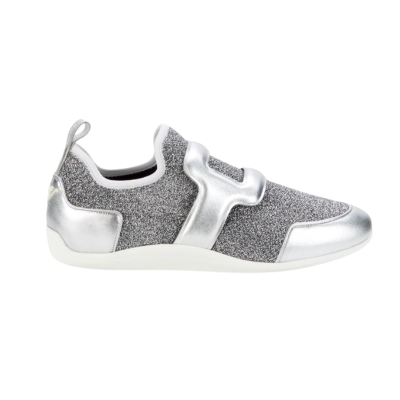 Womens | Roger Vivier Metallic Leather Slip-On Sneakers (Silver/Glitter)
