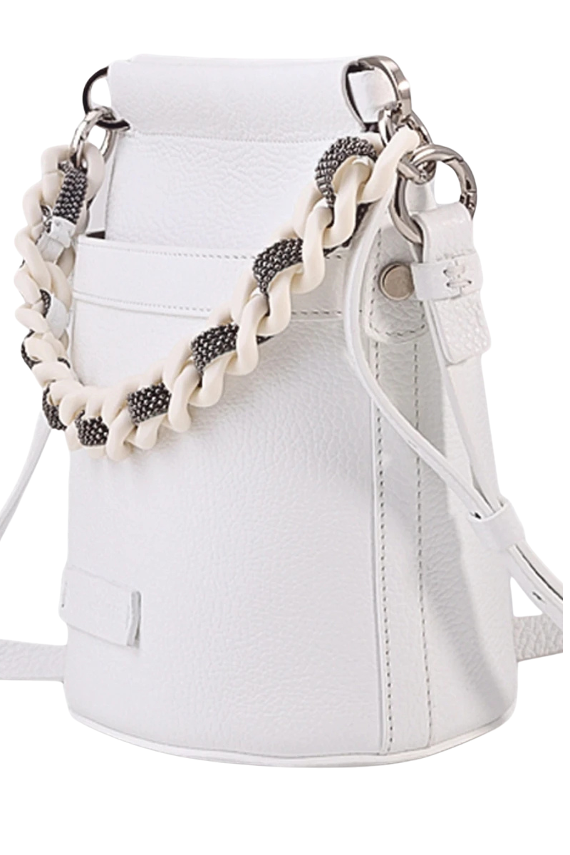 Fabiana Filippi Leather Bucket Handbag White BGD273A783