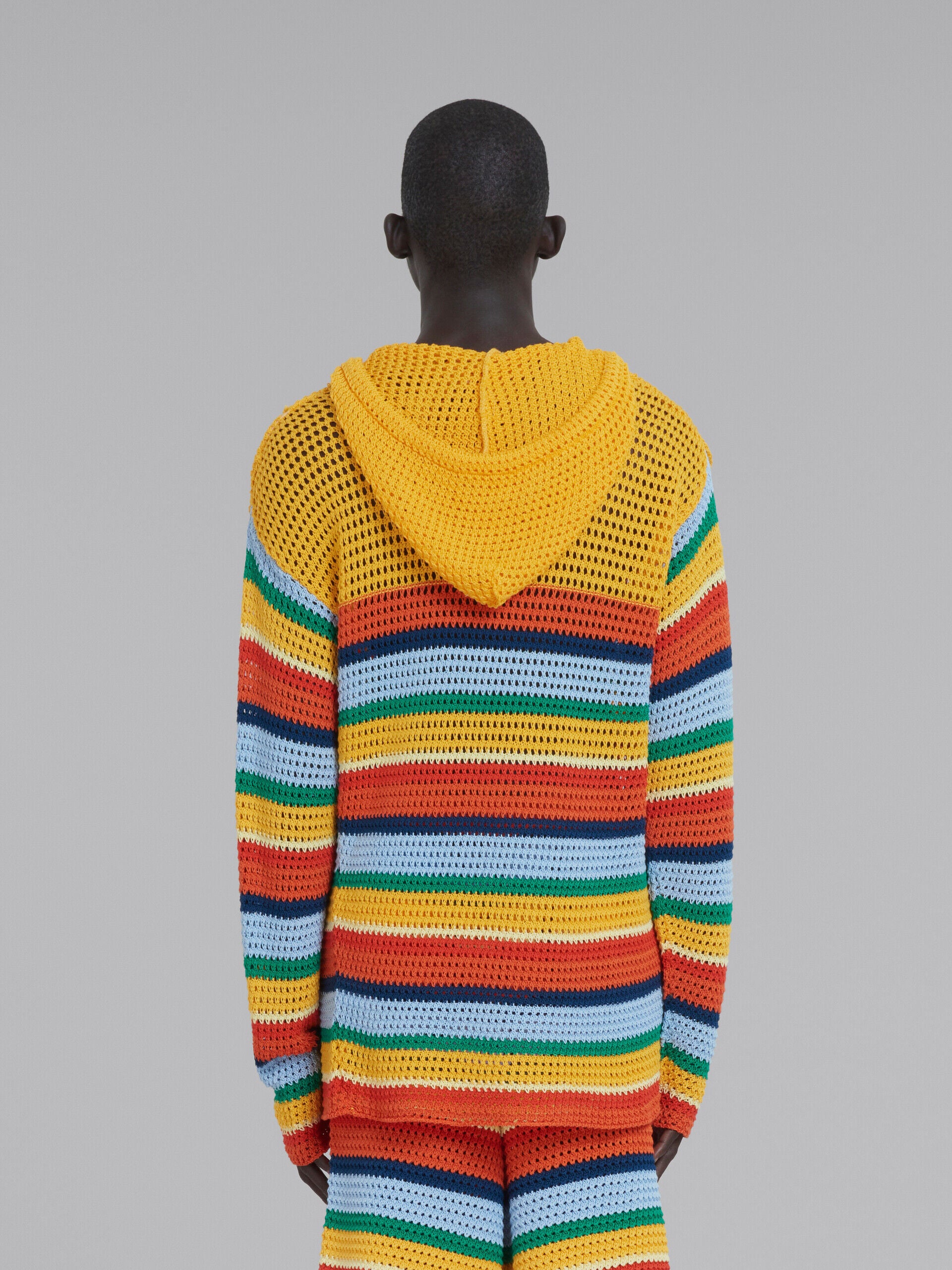 MARNI MEN'S MULTICOLOR STRIPED KNIT HOODIE SWEATER
