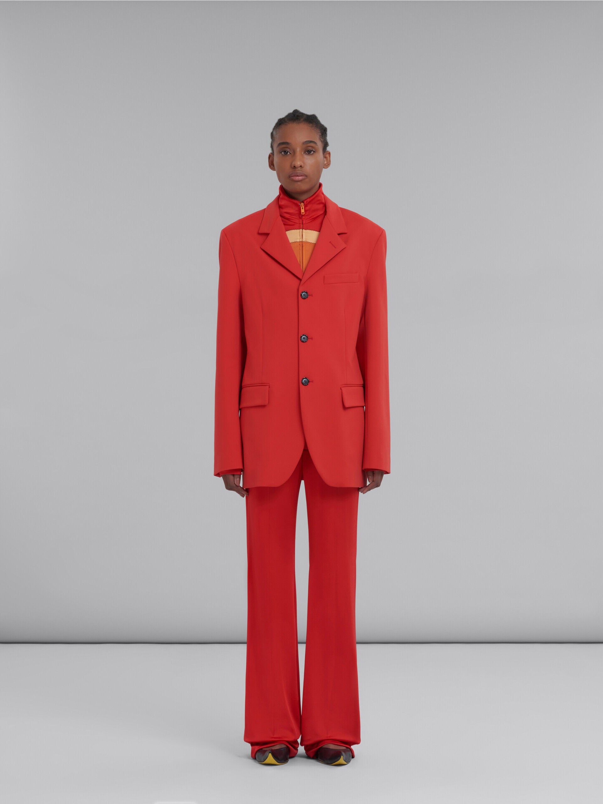 MARNI WOMEN'S RED TAILORED SINGLE-BREASTED BLAZER