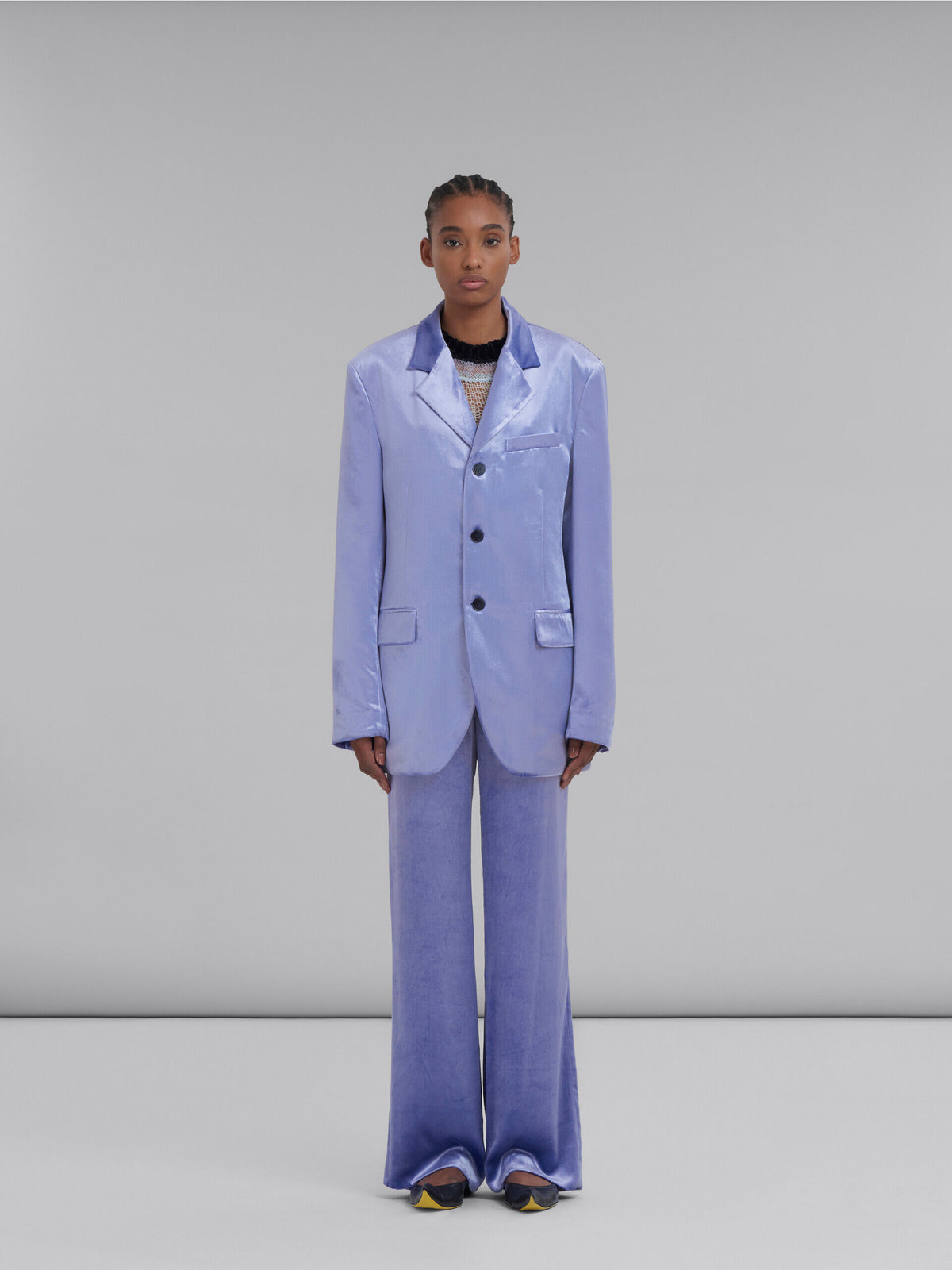 MARNI WOMEN'S ULTRA VIOLET VELVET TAILORED BLAZER