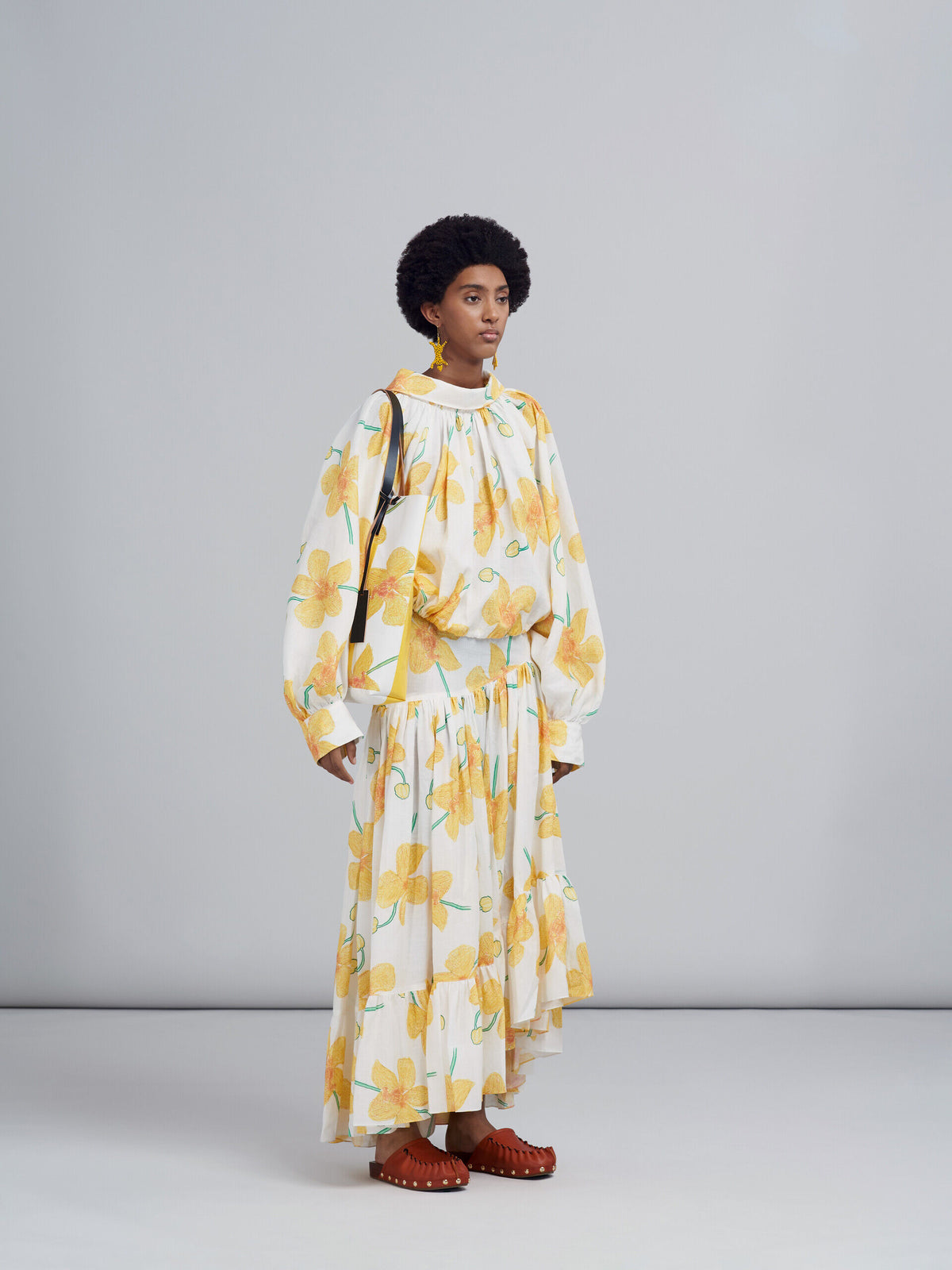 MARNI WOMEN'S FLORAL ASYMMETRIC RUFFLED SKIRT