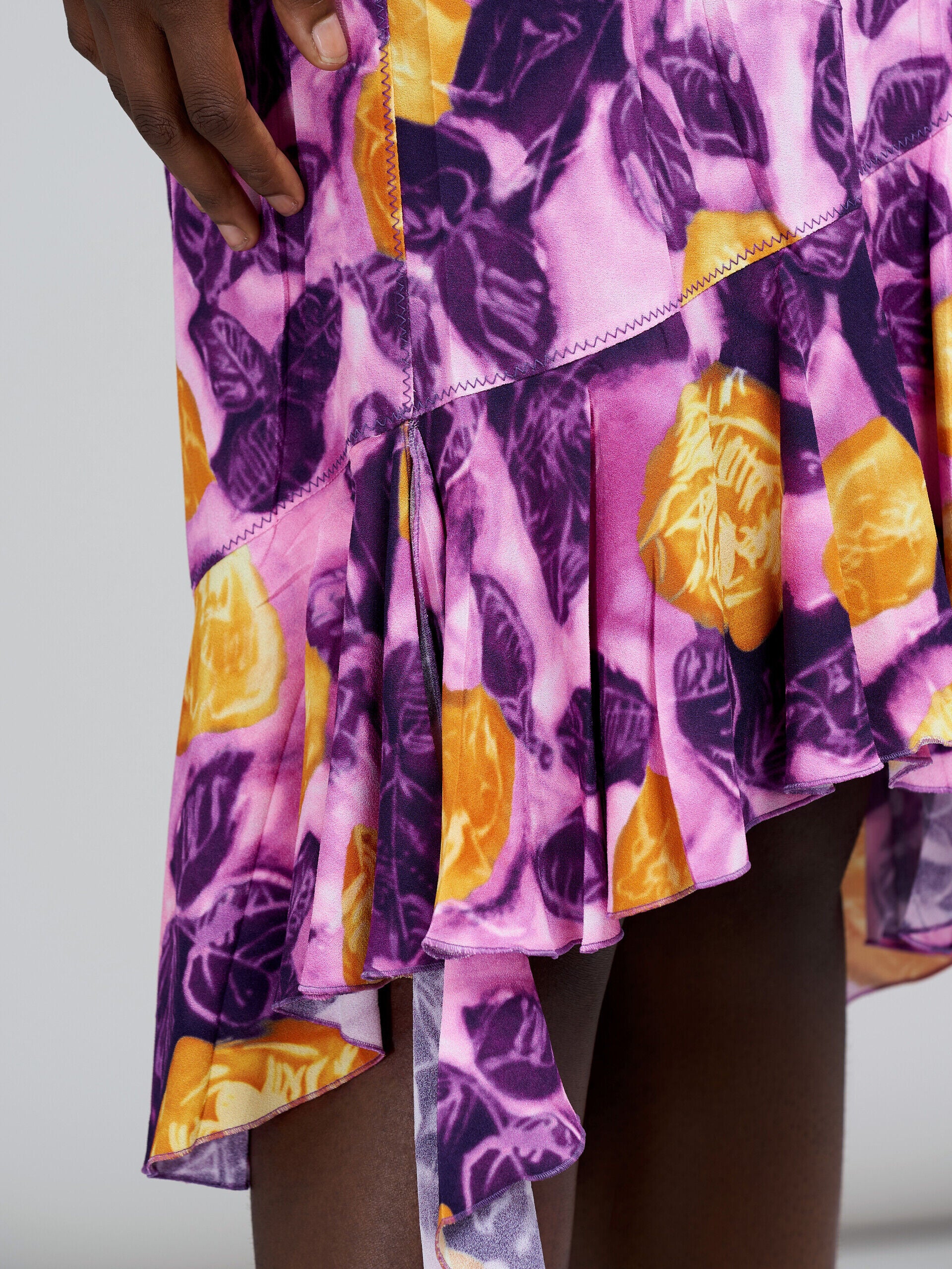 MARNI WOMEN'S FLORAL ASYMMETRIC RUFFLED SKIRT