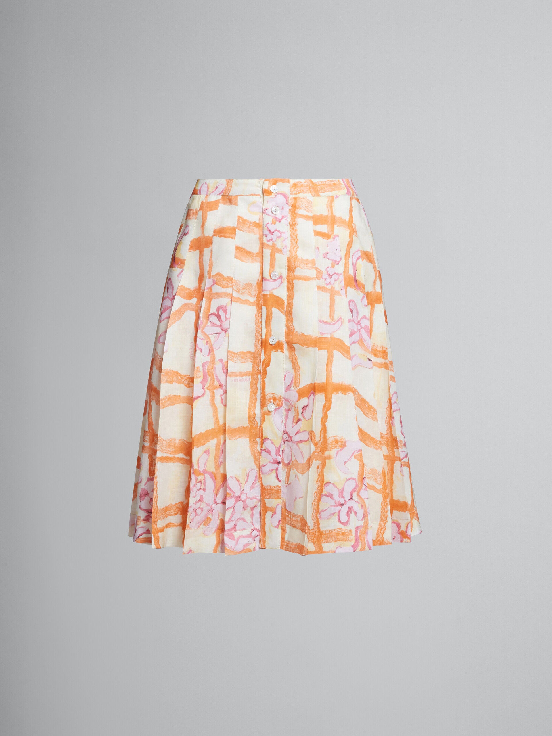 MARNI WOMEN'S CITRINE FLORAL PLEATED SKIRT