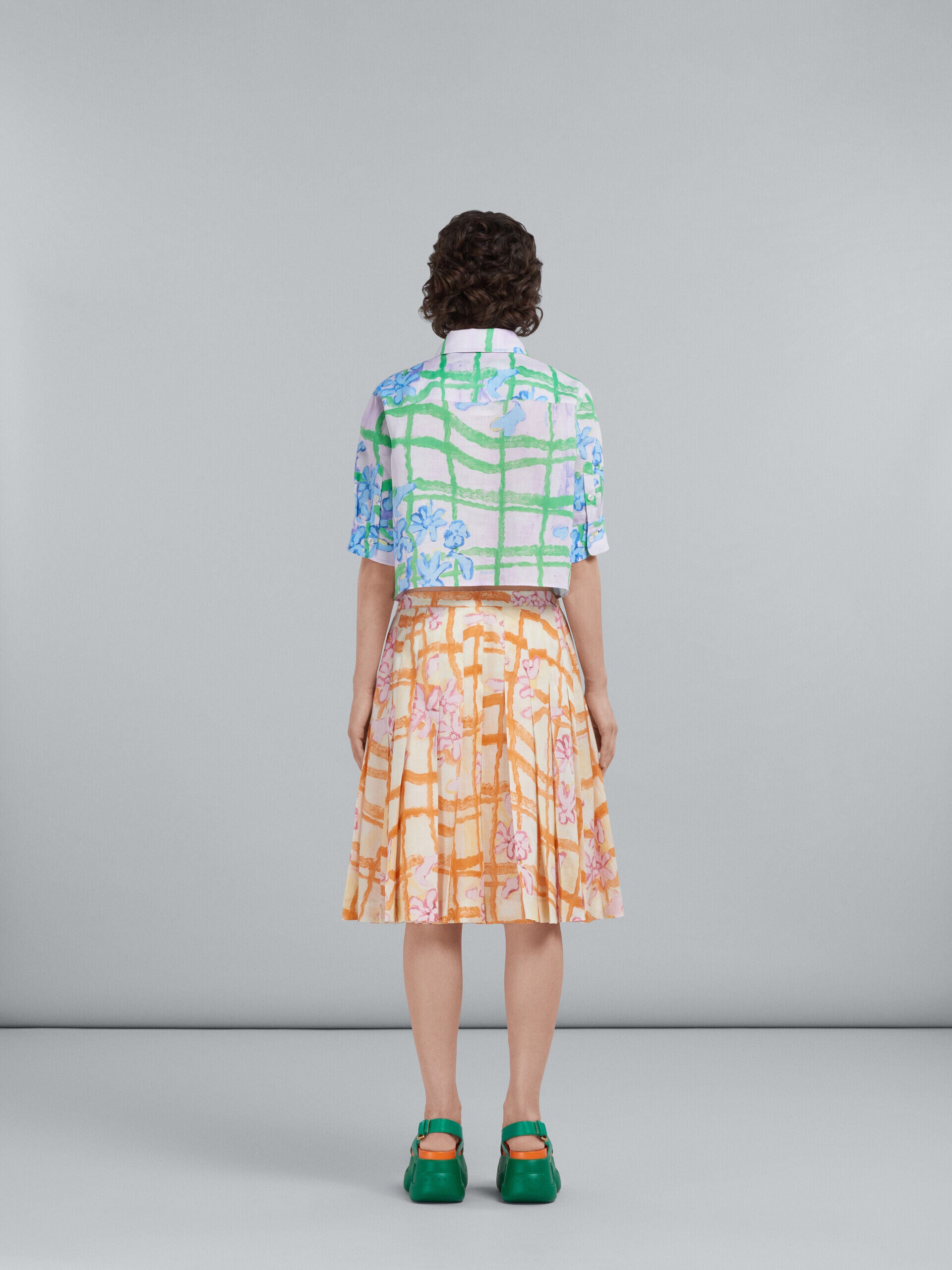 MARNI WOMEN'S CITRINE FLORAL PLEATED SKIRT