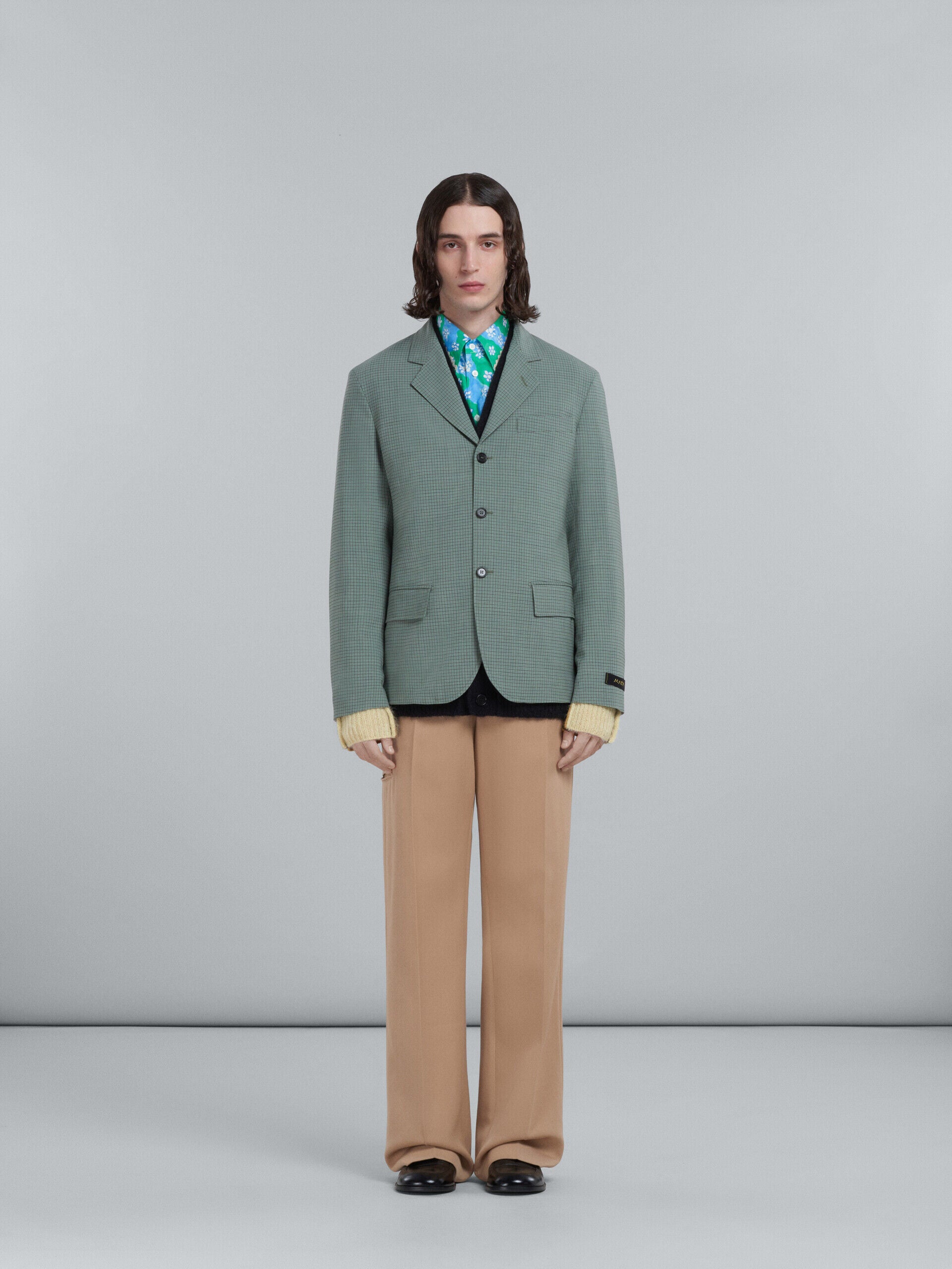MARNI MEN'S SAGE CHECK THREE-BUTTON BLAZER