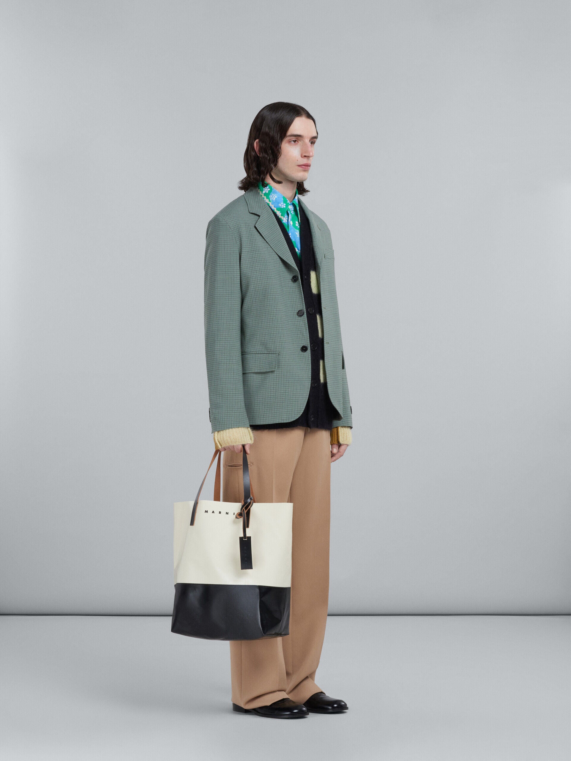MARNI MEN'S SAGE CHECK THREE-BUTTON BLAZER