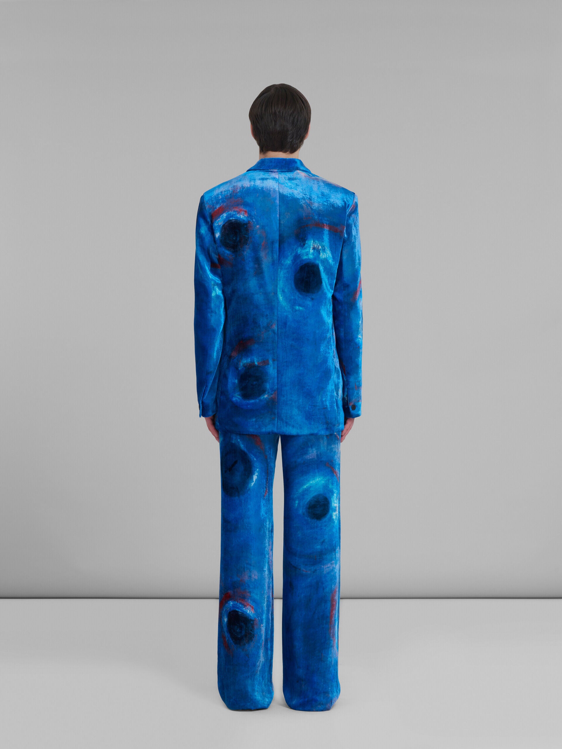 MARNI MEN'S COBALT VELVET THREE-BUTTON JACKET