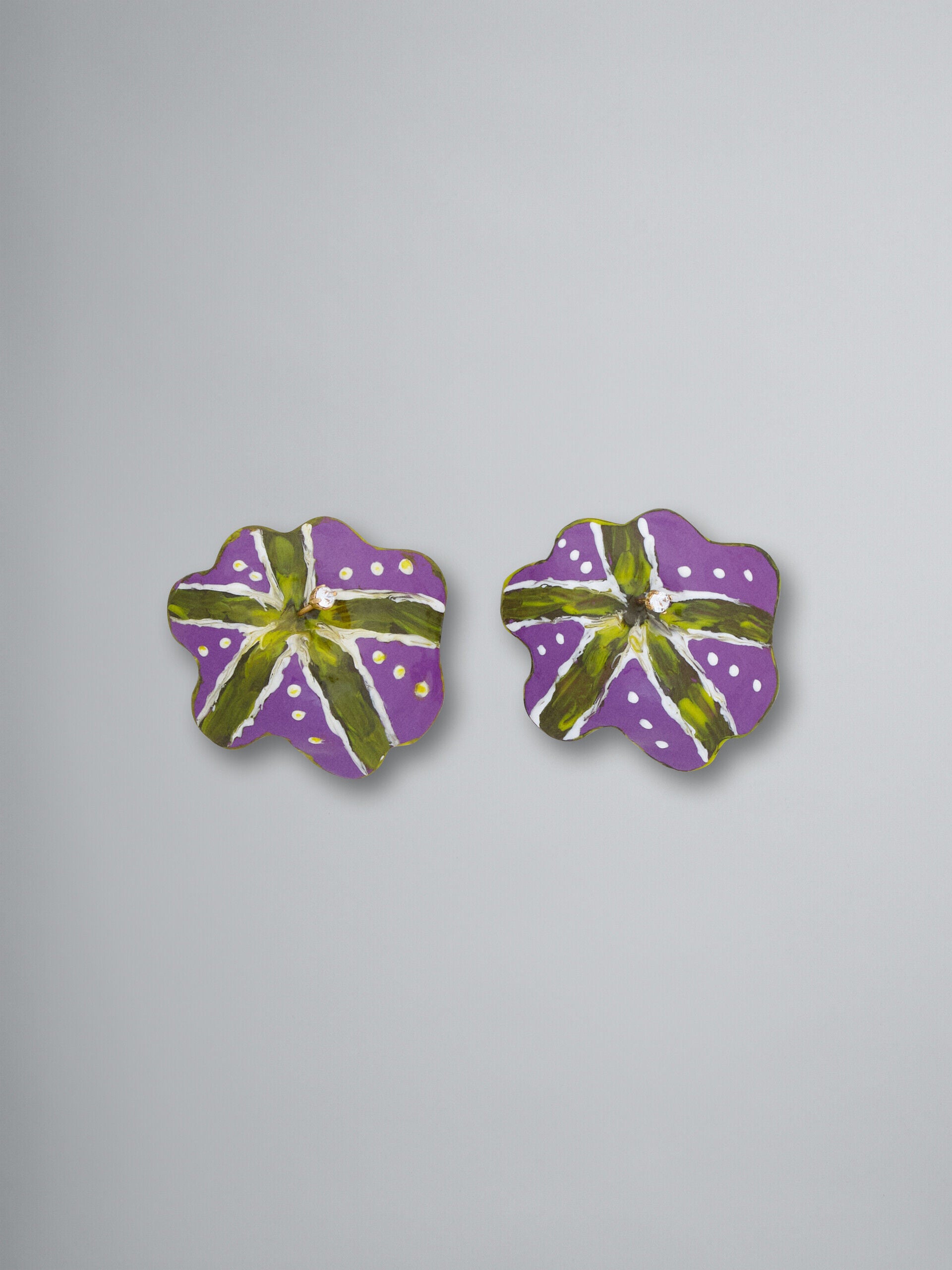 MARNI WOMEN'S PURPLE ENAMEL FLOWER EARRINGS