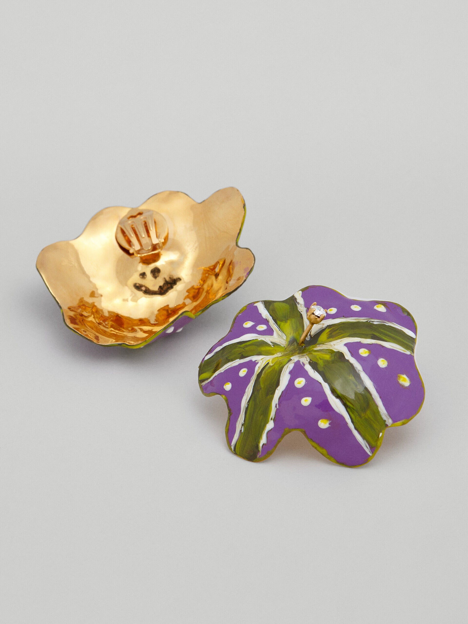 MARNI WOMEN'S PURPLE ENAMEL FLOWER EARRINGS