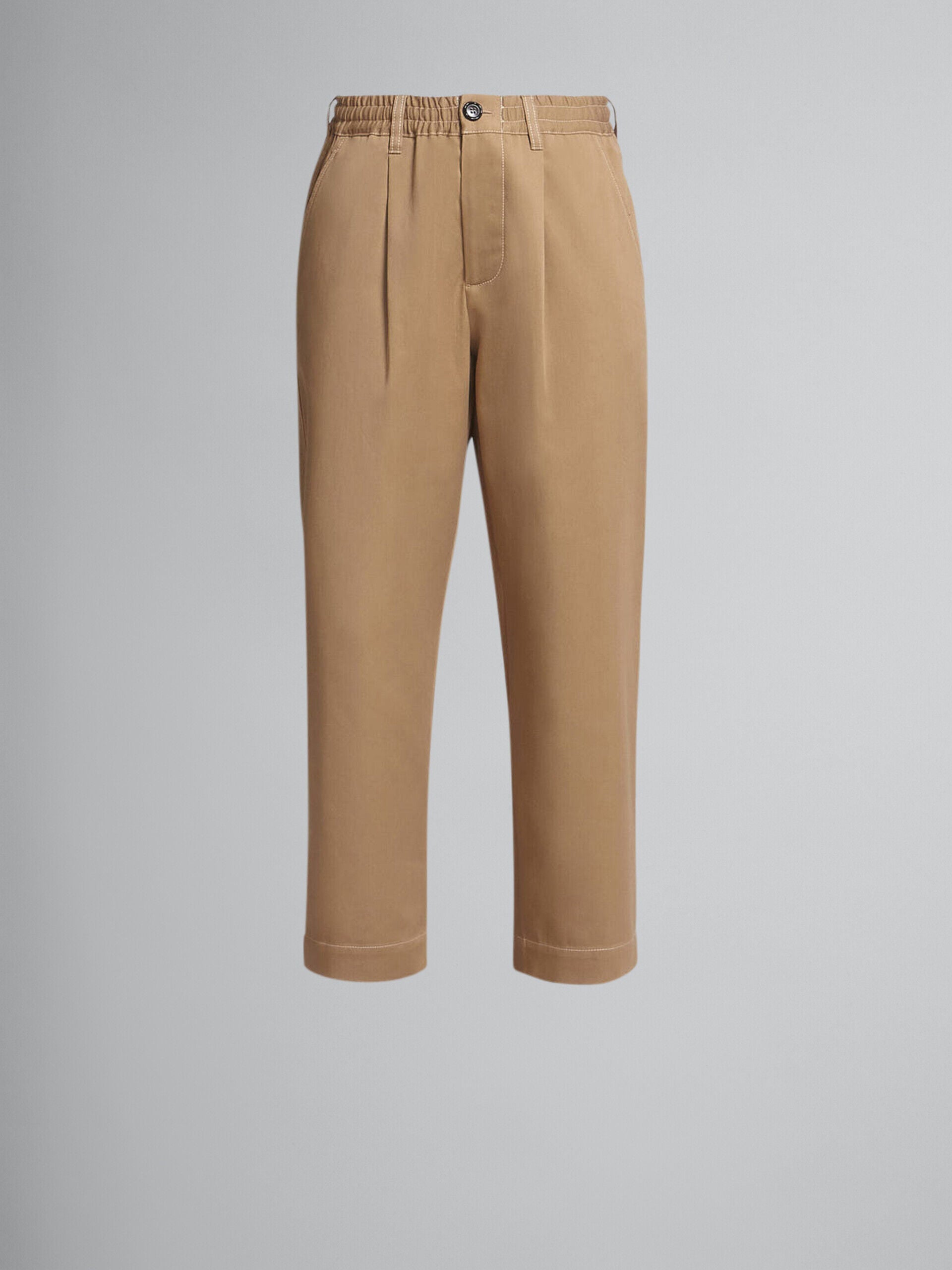 MARNI WOMEN'S EARTH TONE CROPPED TROUSERS WITH PLEATS