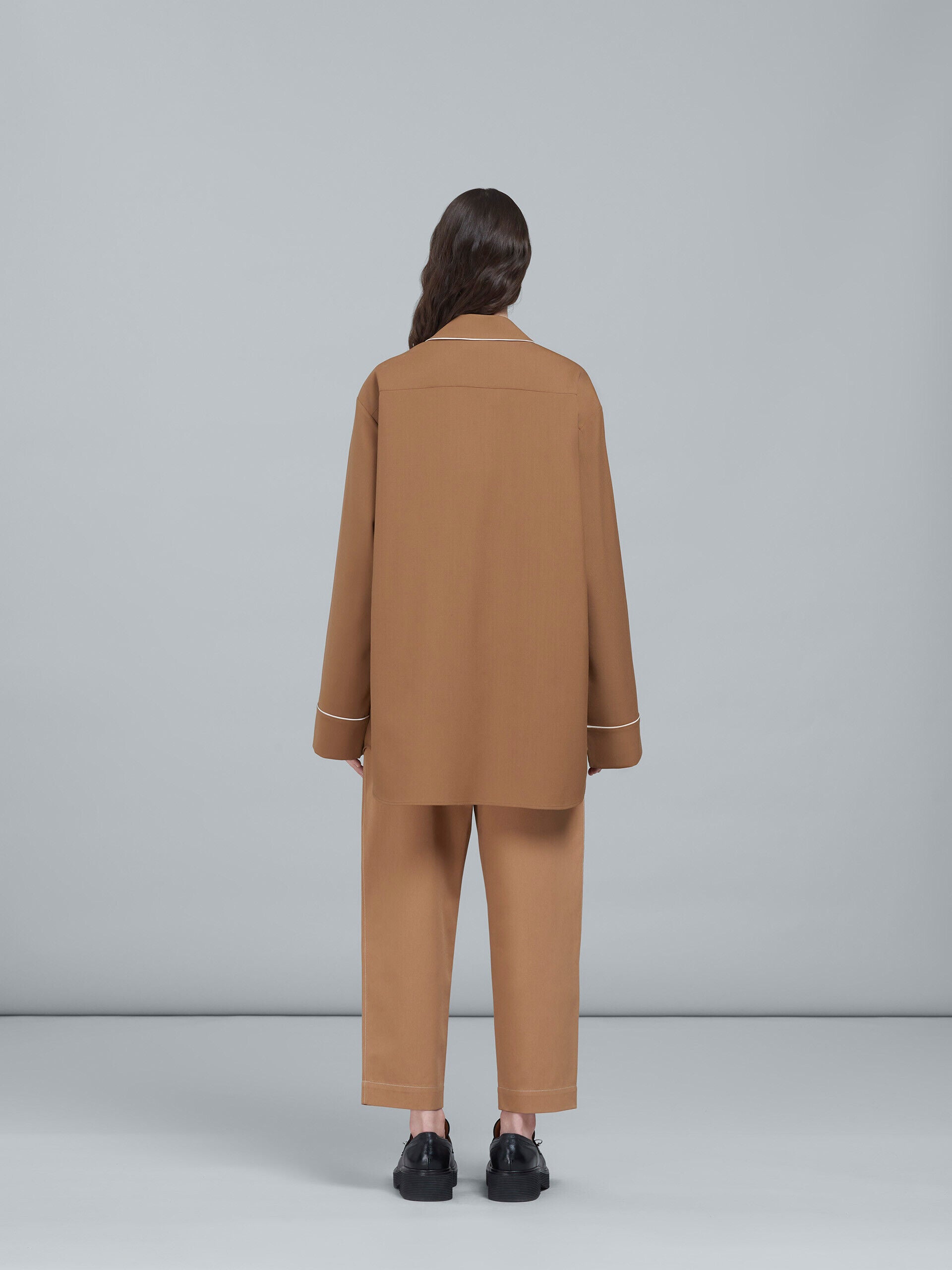 MARNI WOMEN'S EARTH TONE CROPPED TROUSERS WITH PLEATS
