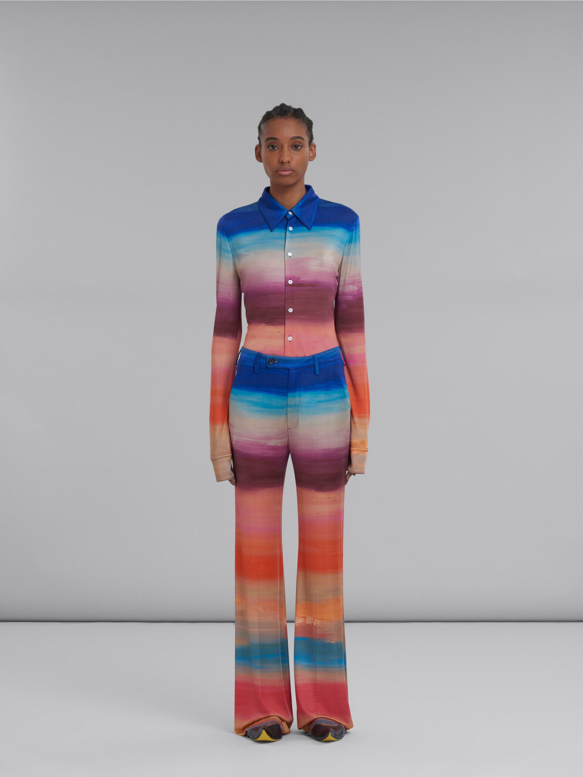 MARNI WOMEN'S MULTICOLOR STRIPED WIDE-LEG TROUSERS