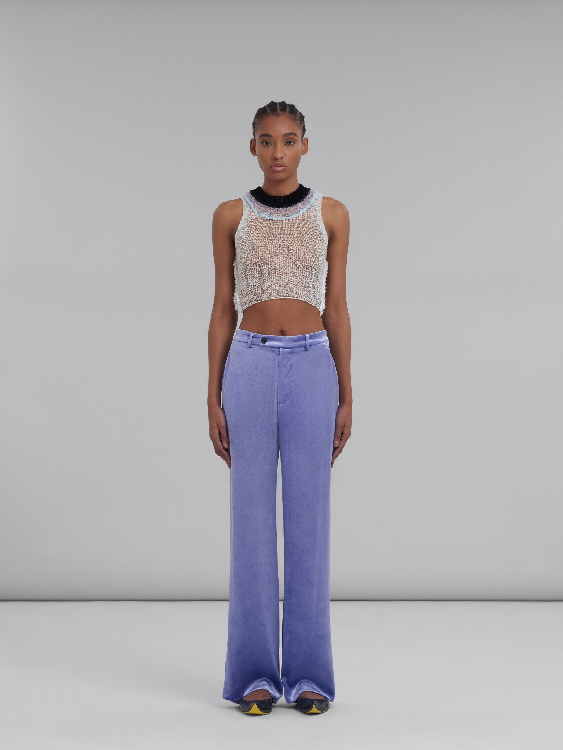 MARNI WOMEN'S ULTRA VIOLET VELVET WIDE-LEG TROUSERS