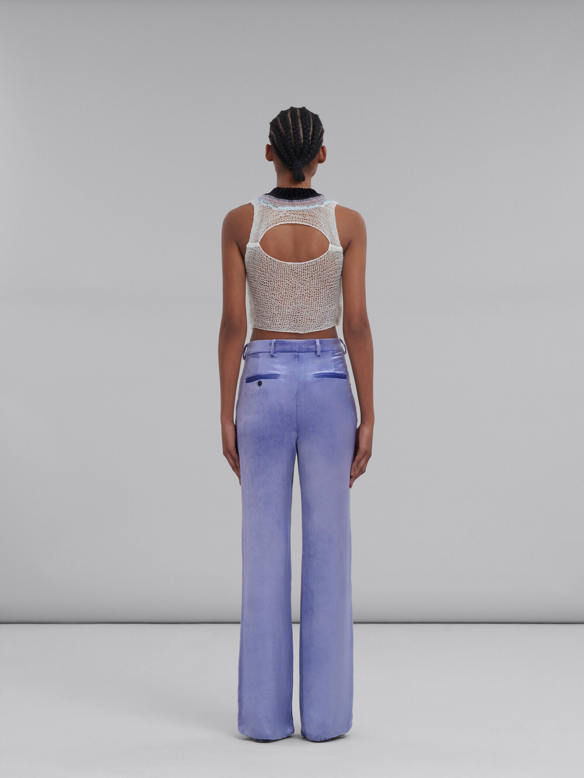 MARNI WOMEN'S ULTRA VIOLET VELVET WIDE-LEG TROUSERS