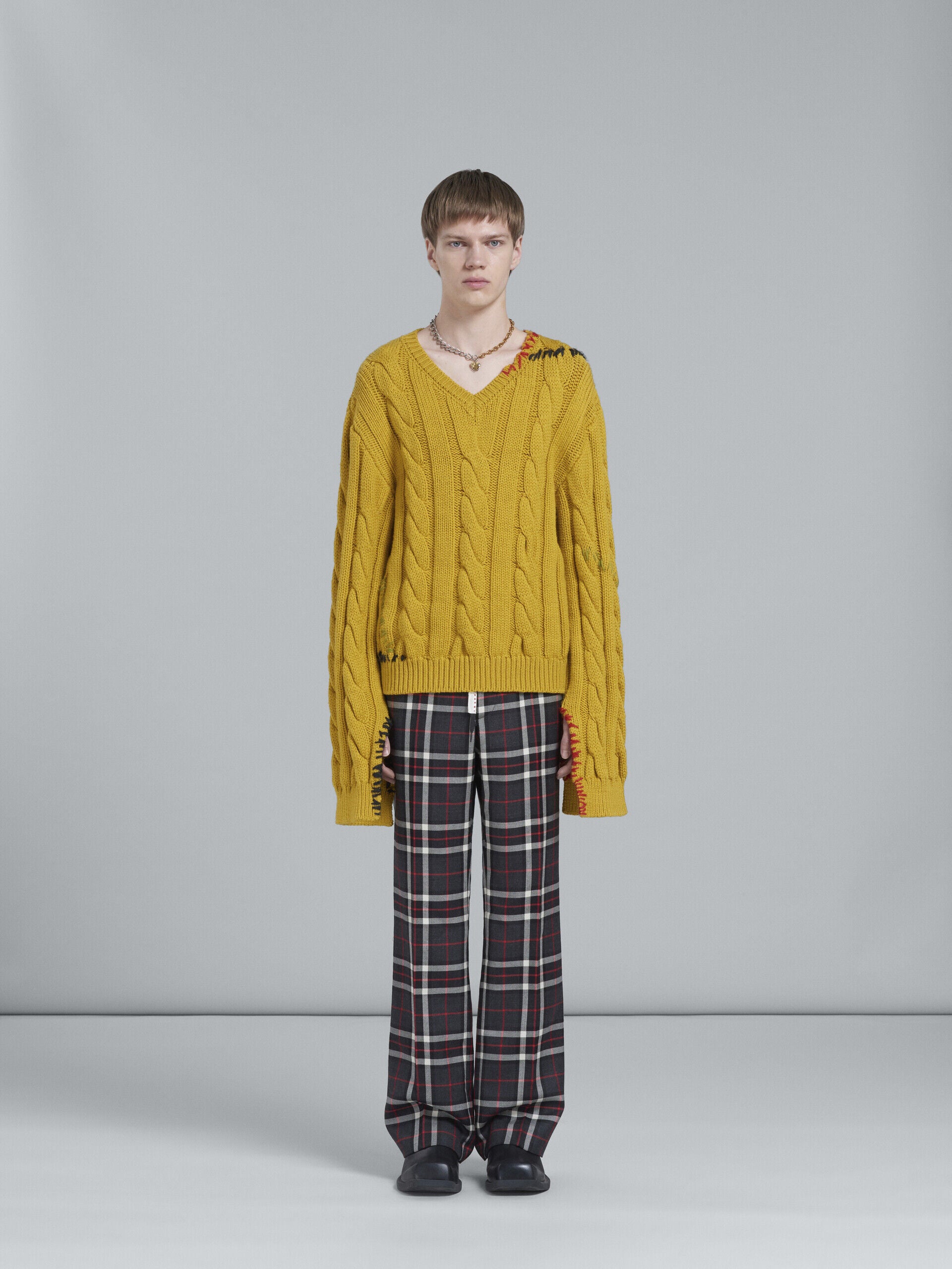 MARNI MEN'S PLAID STRAIGHT-LEG TROUSERS
