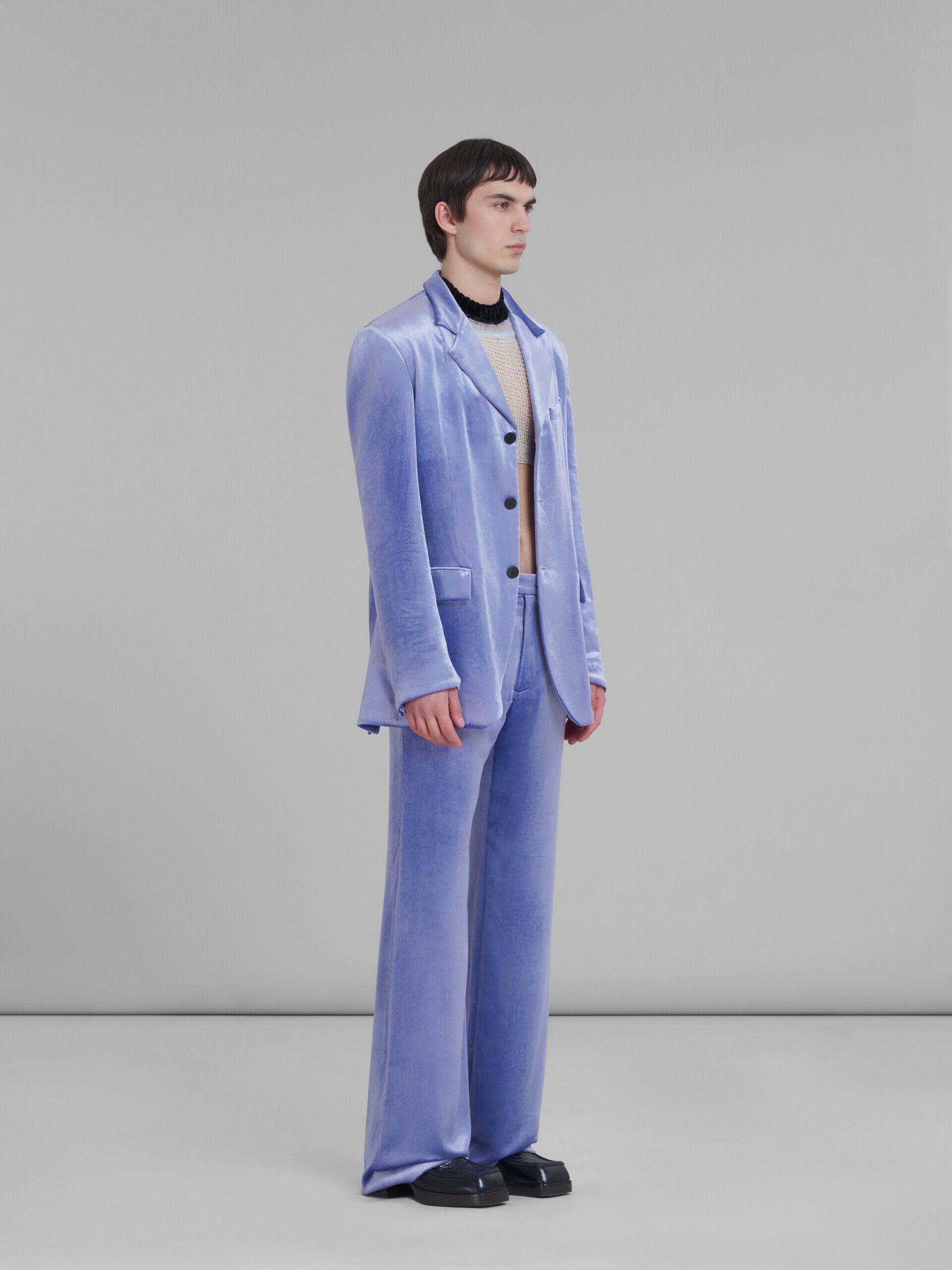 MARNI MEN'S LIGHT PURPLE VELVET TROUSERS