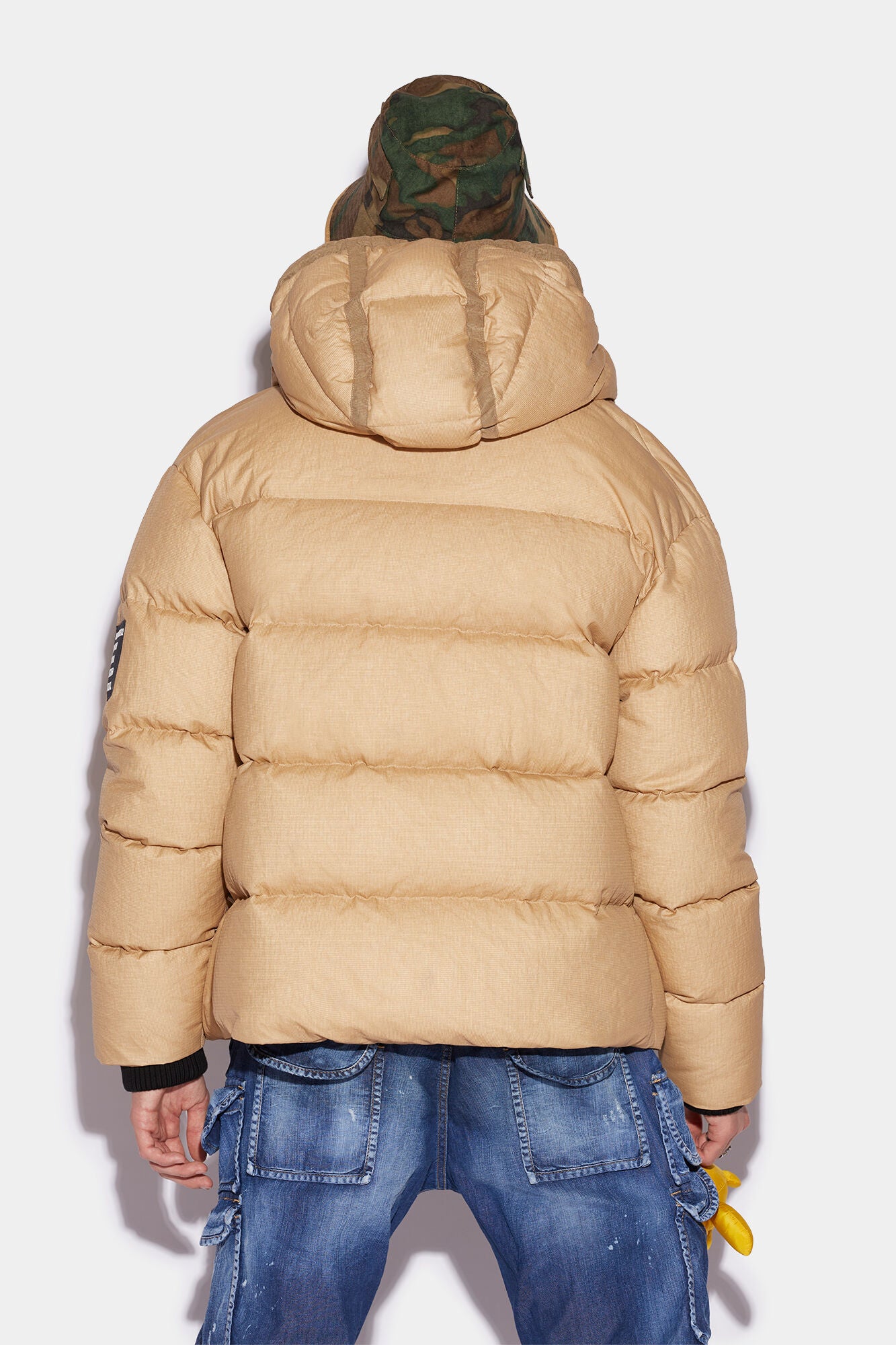 DSQUARED2 MEN'S BEIGE QUILTED PUFFER JACKET