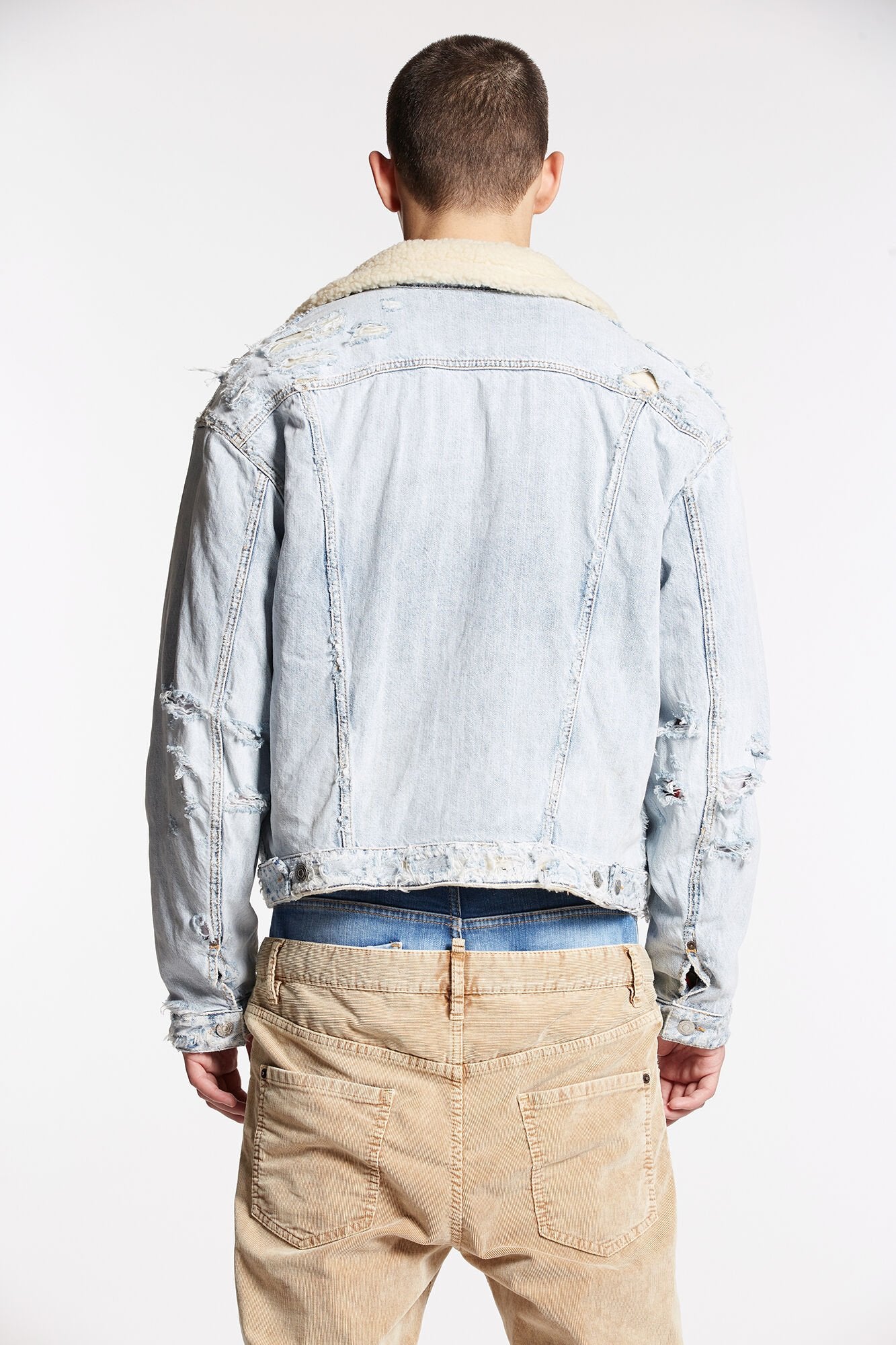 DSQUARED2 MEN'S LIGHT DENIM JACKET WITH FRINGE