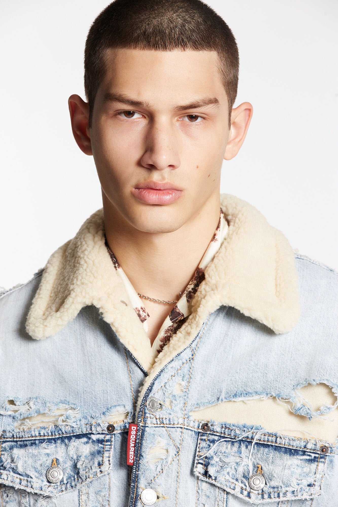 DSQUARED2 MEN'S LIGHT DENIM JACKET WITH FRINGE