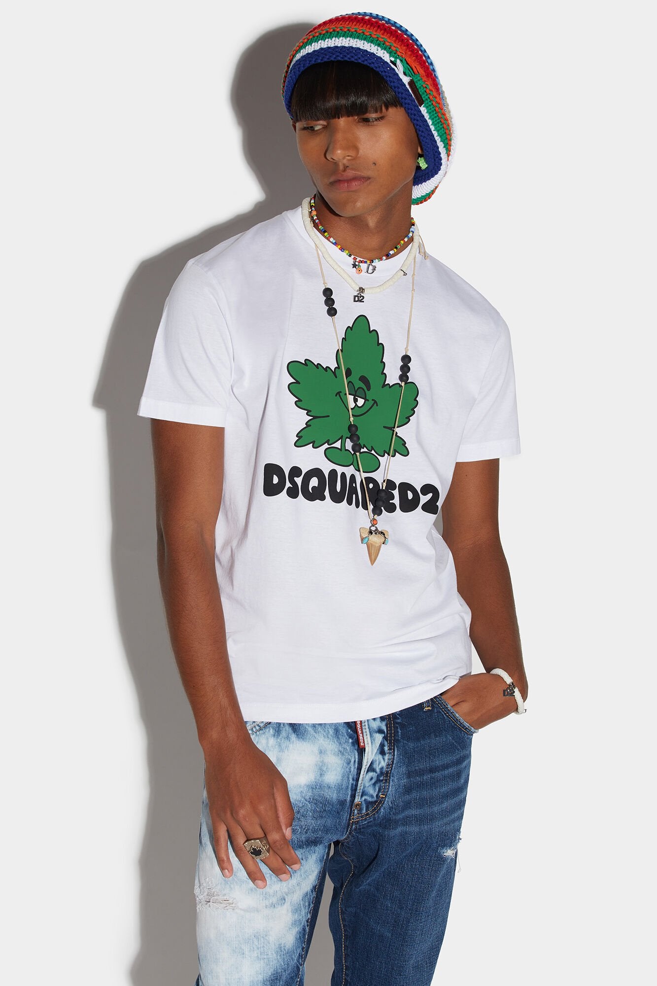 DSQUARED2 MEN'S WHITE GRAPHIC PRINT T-SHIRT