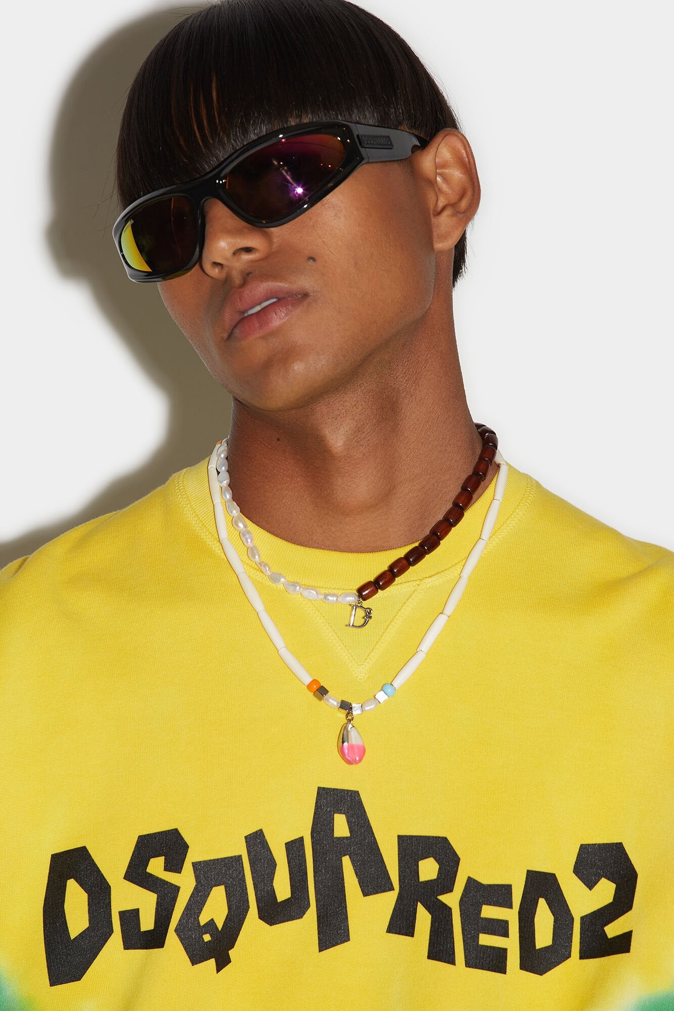 DSQUARED2 MEN'S YELLOW GREEN TIE-DYE SWEATSHIRT