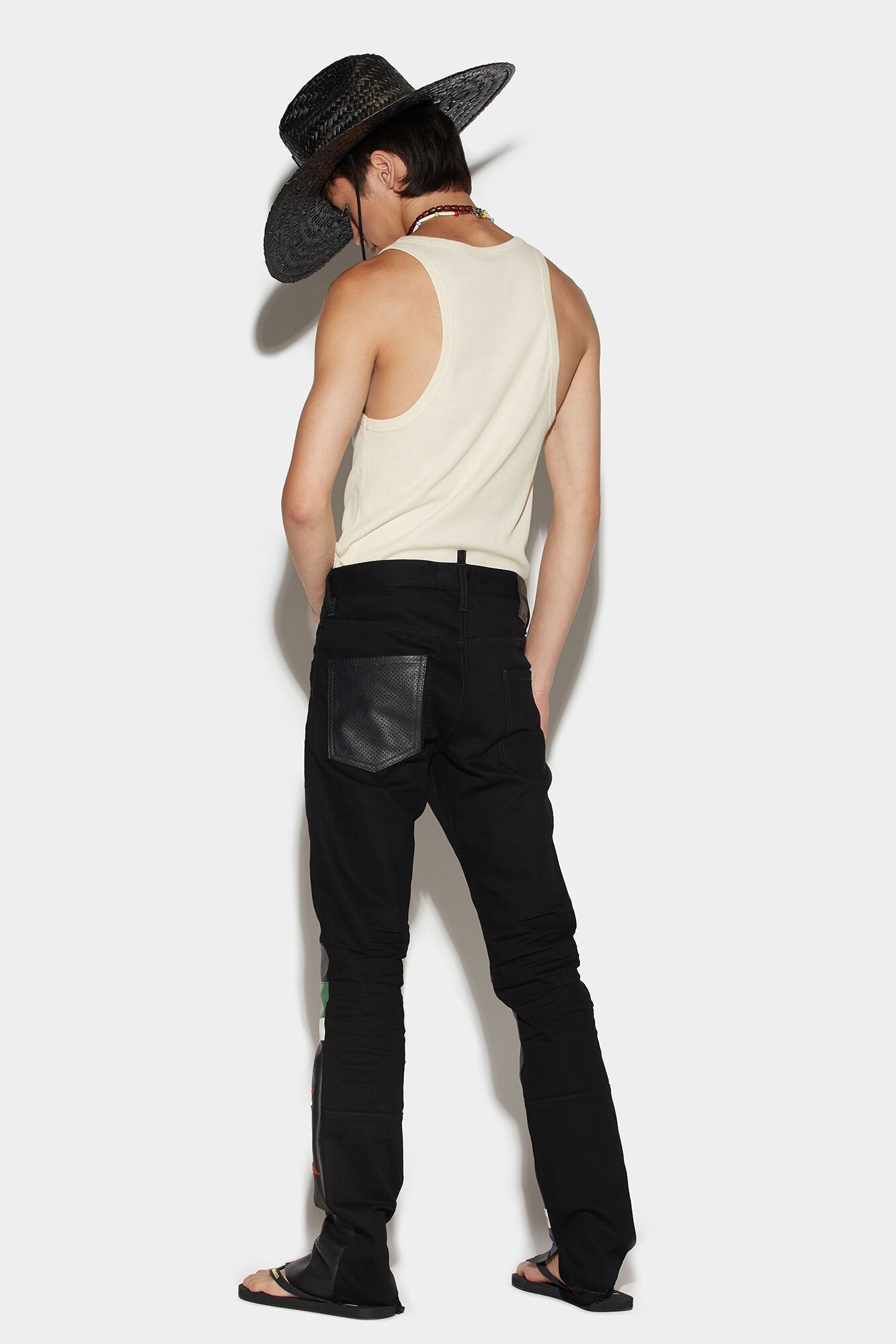 DSQUARED2 MEN'S BLACK TROUSERS WITH BOLD LETTERING